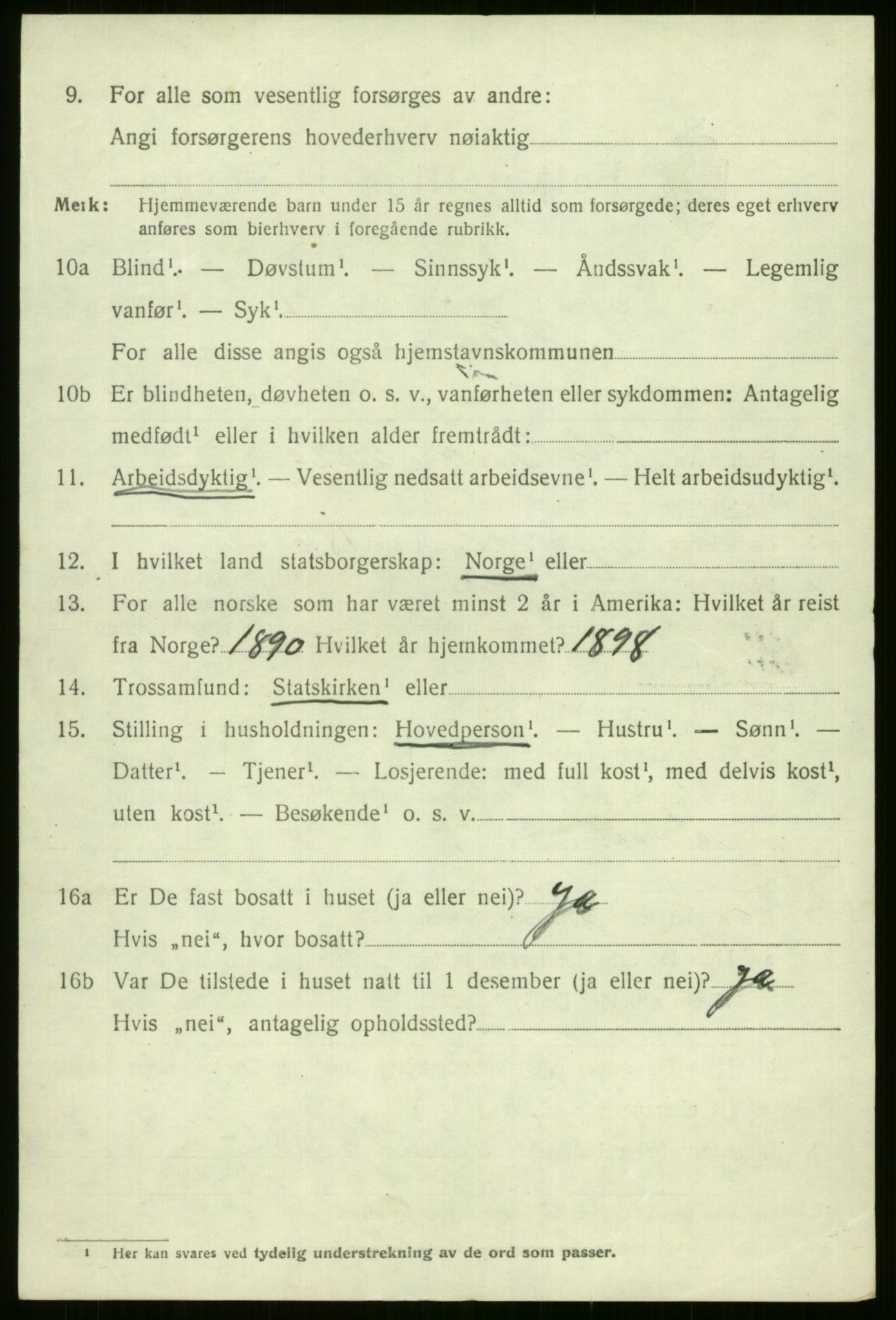 SAB, 1920 census for Voss, 1920, p. 3426