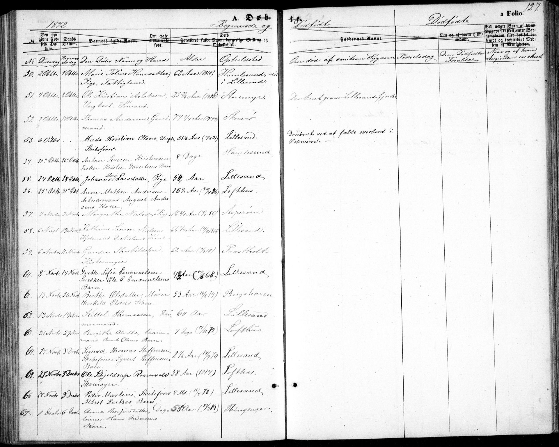 Vestre Moland sokneprestkontor, AV/SAK-1111-0046/F/Fb/Fbb/L0004: Parish register (copy) no. B 4, 1861-1872, p. 127