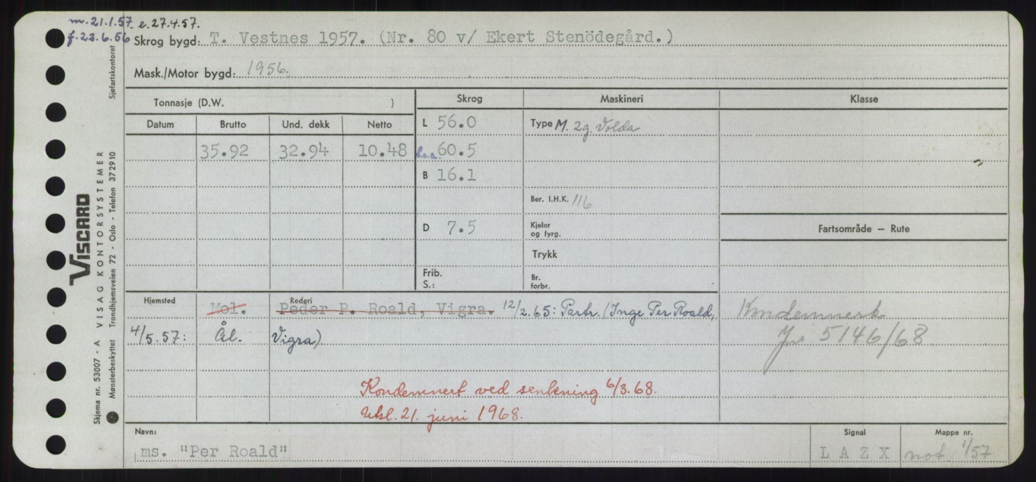 Sjøfartsdirektoratet med forløpere, Skipsmålingen, RA/S-1627/H/Hd/L0029: Fartøy, P, p. 169