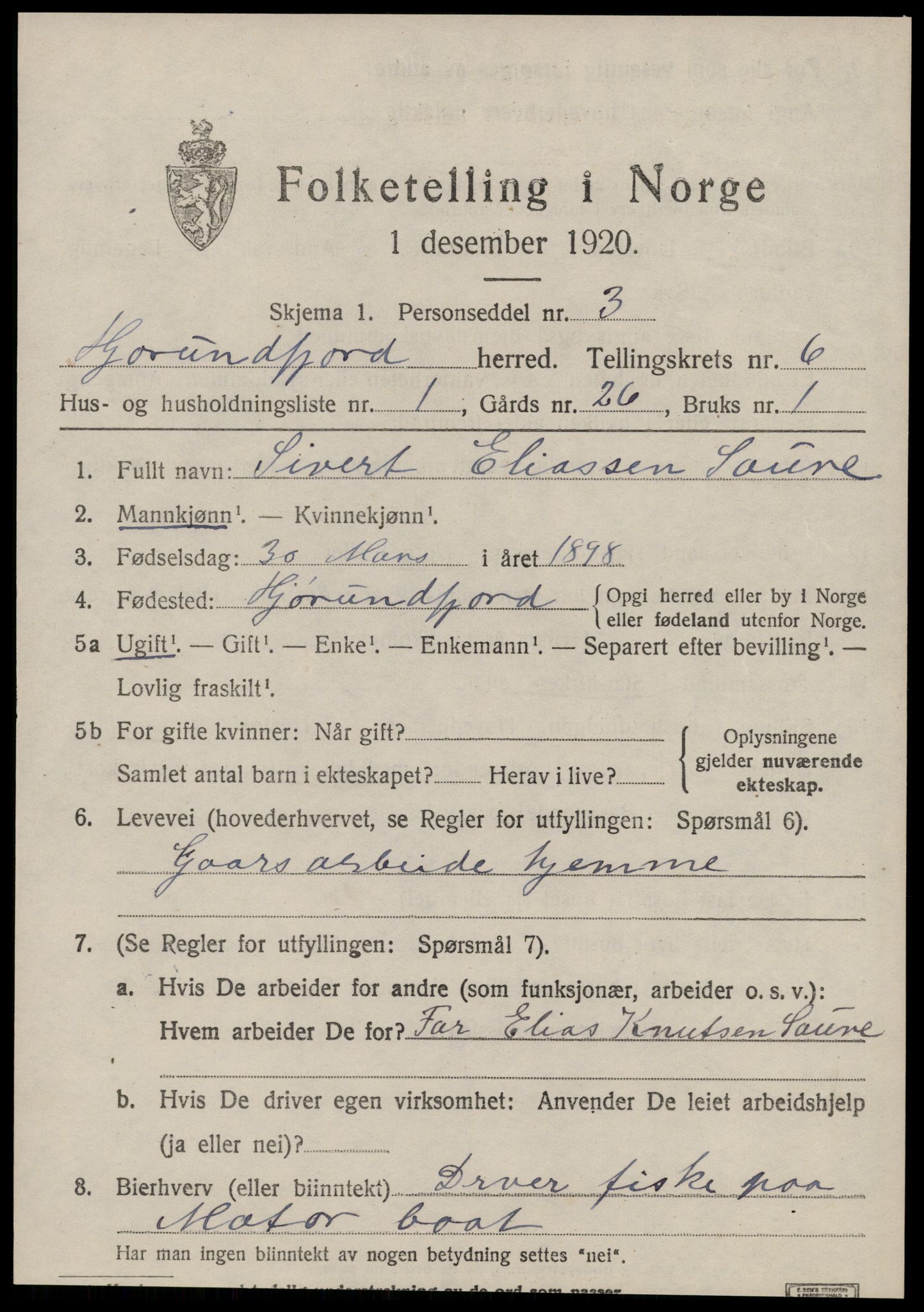 SAT, 1920 census for Hjørundfjord, 1920, p. 2117