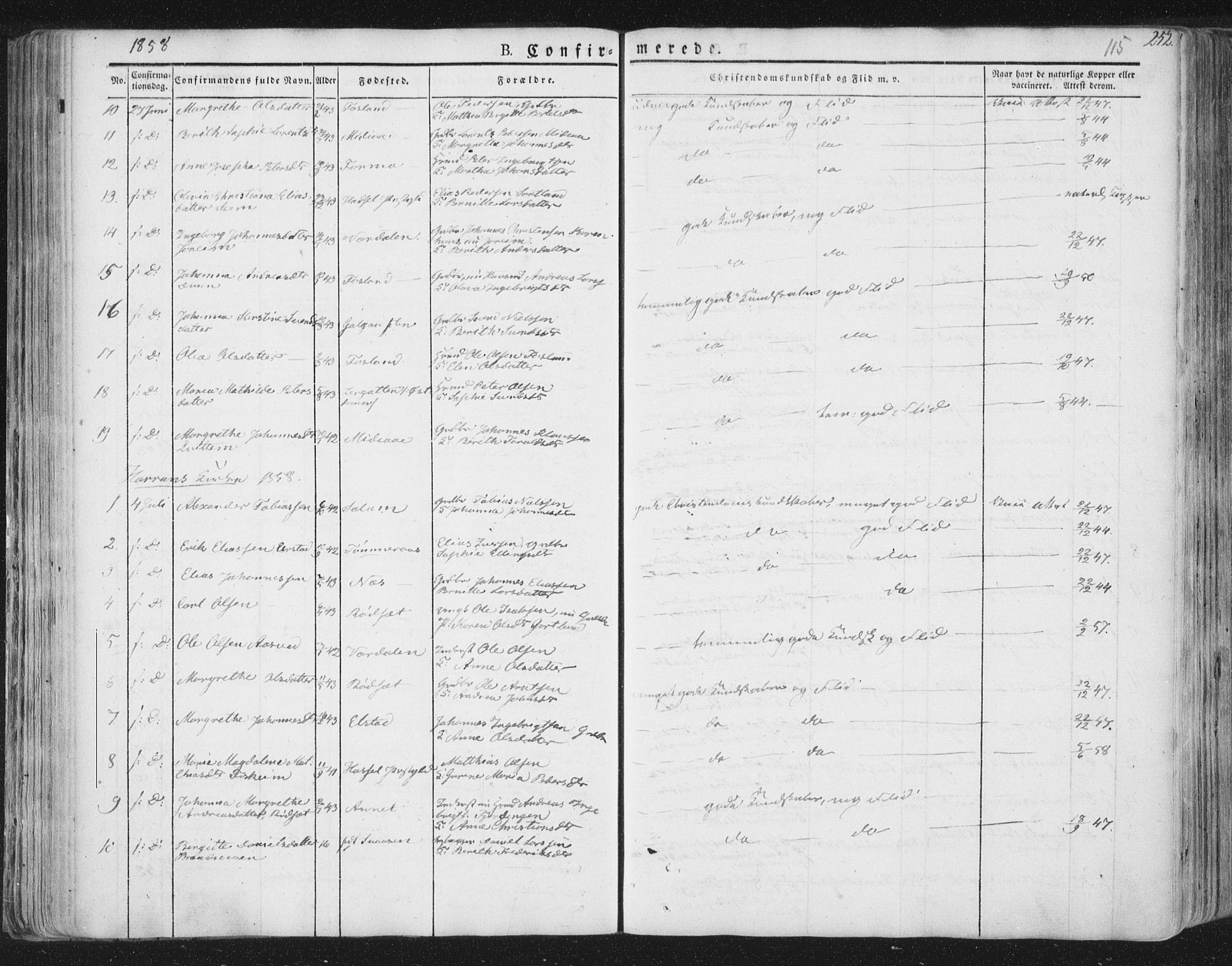 Ministerialprotokoller, klokkerbøker og fødselsregistre - Nord-Trøndelag, SAT/A-1458/758/L0513: Parish register (official) no. 758A02 /1, 1839-1868, p. 115