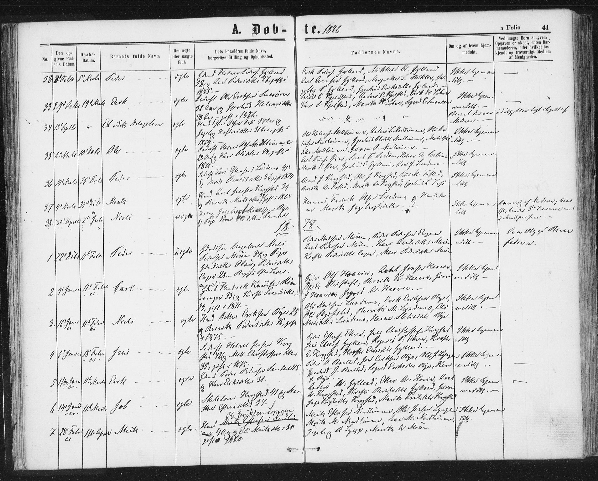 Ministerialprotokoller, klokkerbøker og fødselsregistre - Sør-Trøndelag, SAT/A-1456/692/L1104: Parish register (official) no. 692A04, 1862-1878, p. 41