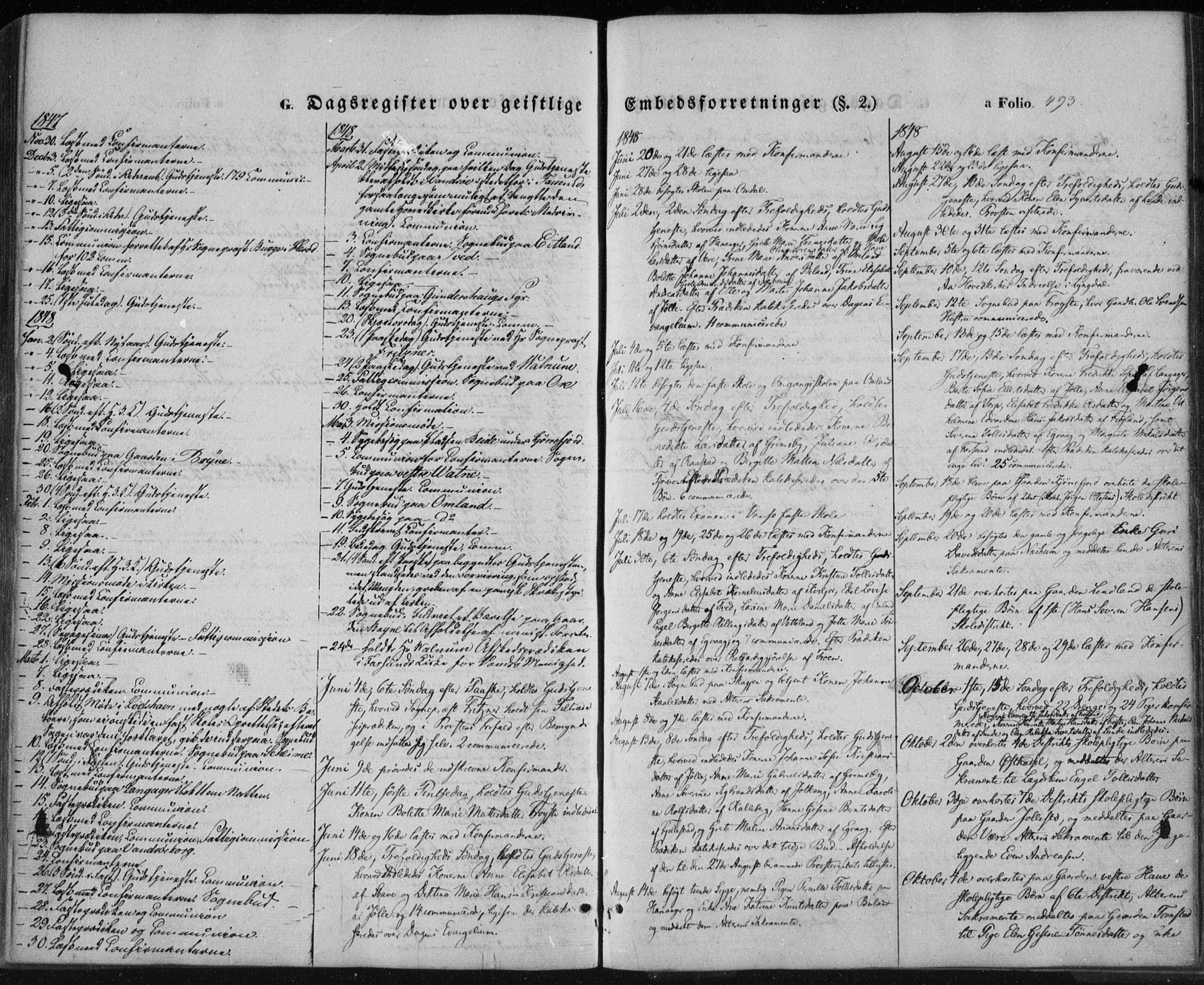 Lista sokneprestkontor, AV/SAK-1111-0027/F/Fa/L0010: Parish register (official) no. A 10, 1846-1861, p. 493