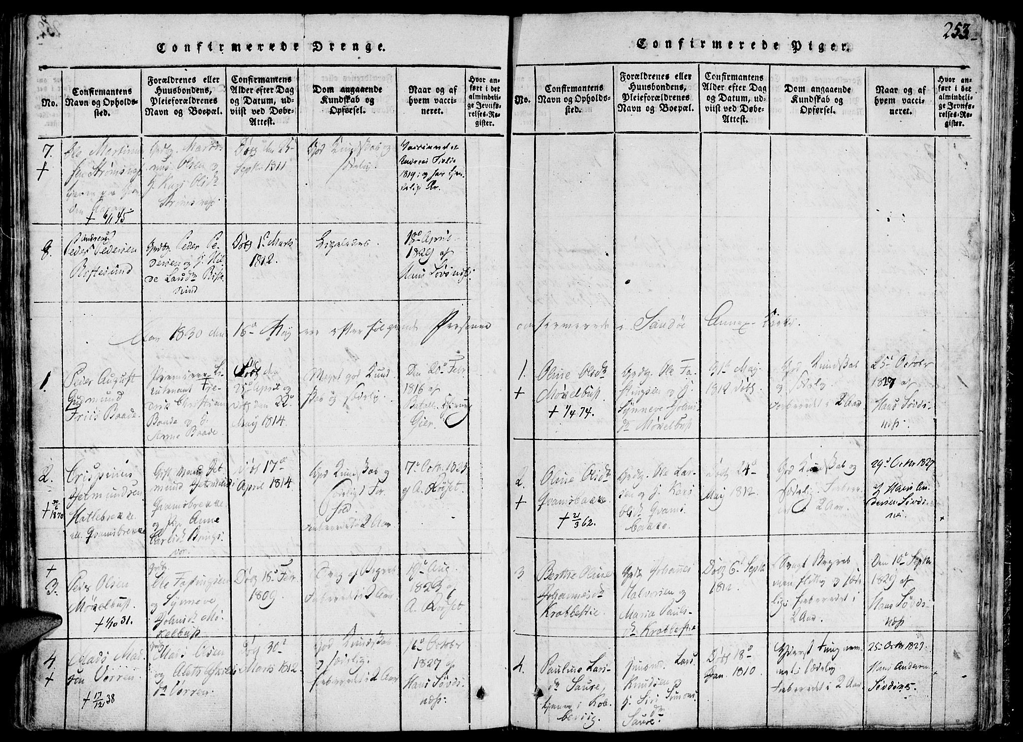 Ministerialprotokoller, klokkerbøker og fødselsregistre - Møre og Romsdal, AV/SAT-A-1454/503/L0033: Parish register (official) no. 503A01, 1816-1841, p. 253