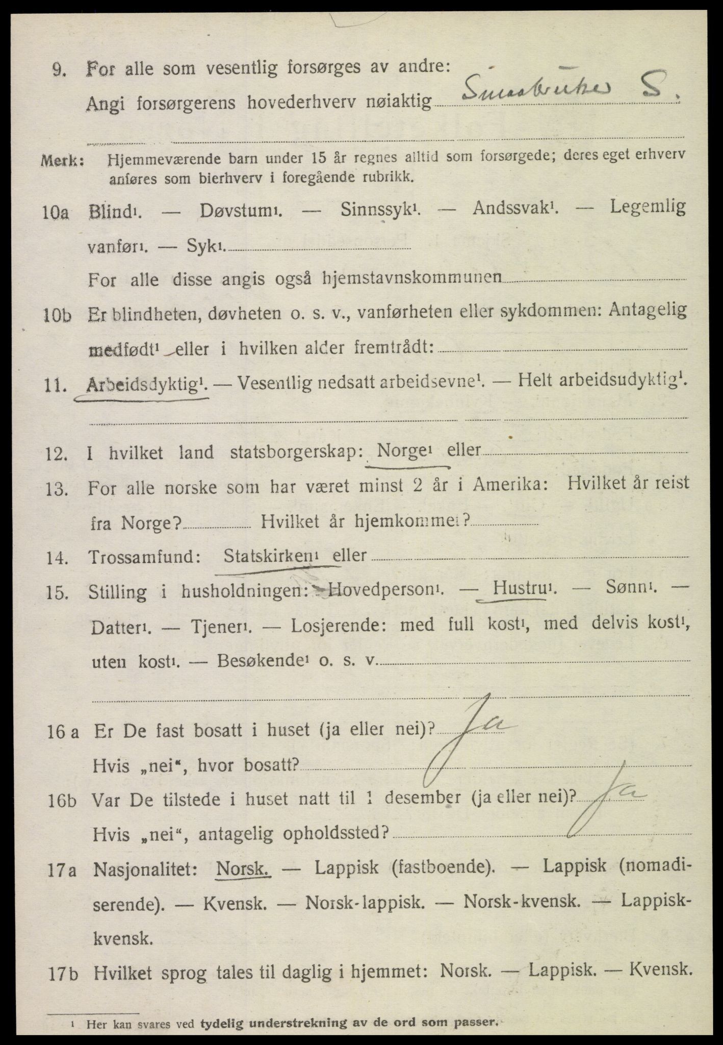 SAT, 1920 census for Beitstad, 1920, p. 2392