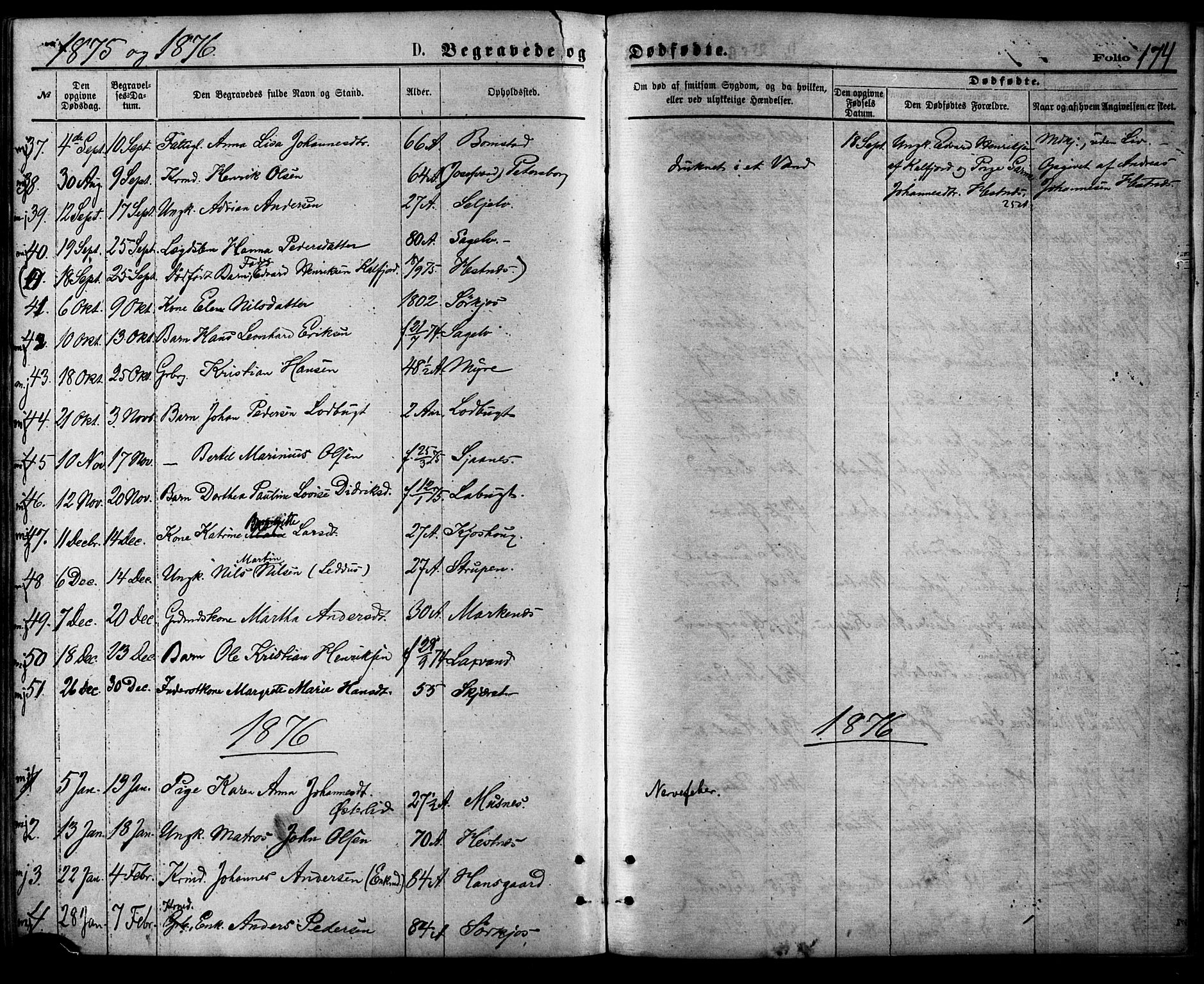 Balsfjord sokneprestembete, SATØ/S-1303/G/Ga/L0004kirke: Parish register (official) no. 4, 1871-1883, p. 174