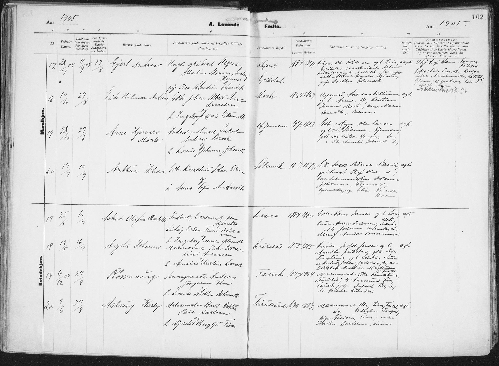 Ministerialprotokoller, klokkerbøker og fødselsregistre - Nordland, AV/SAT-A-1459/849/L0696: Parish register (official) no. 849A08, 1898-1910, p. 102