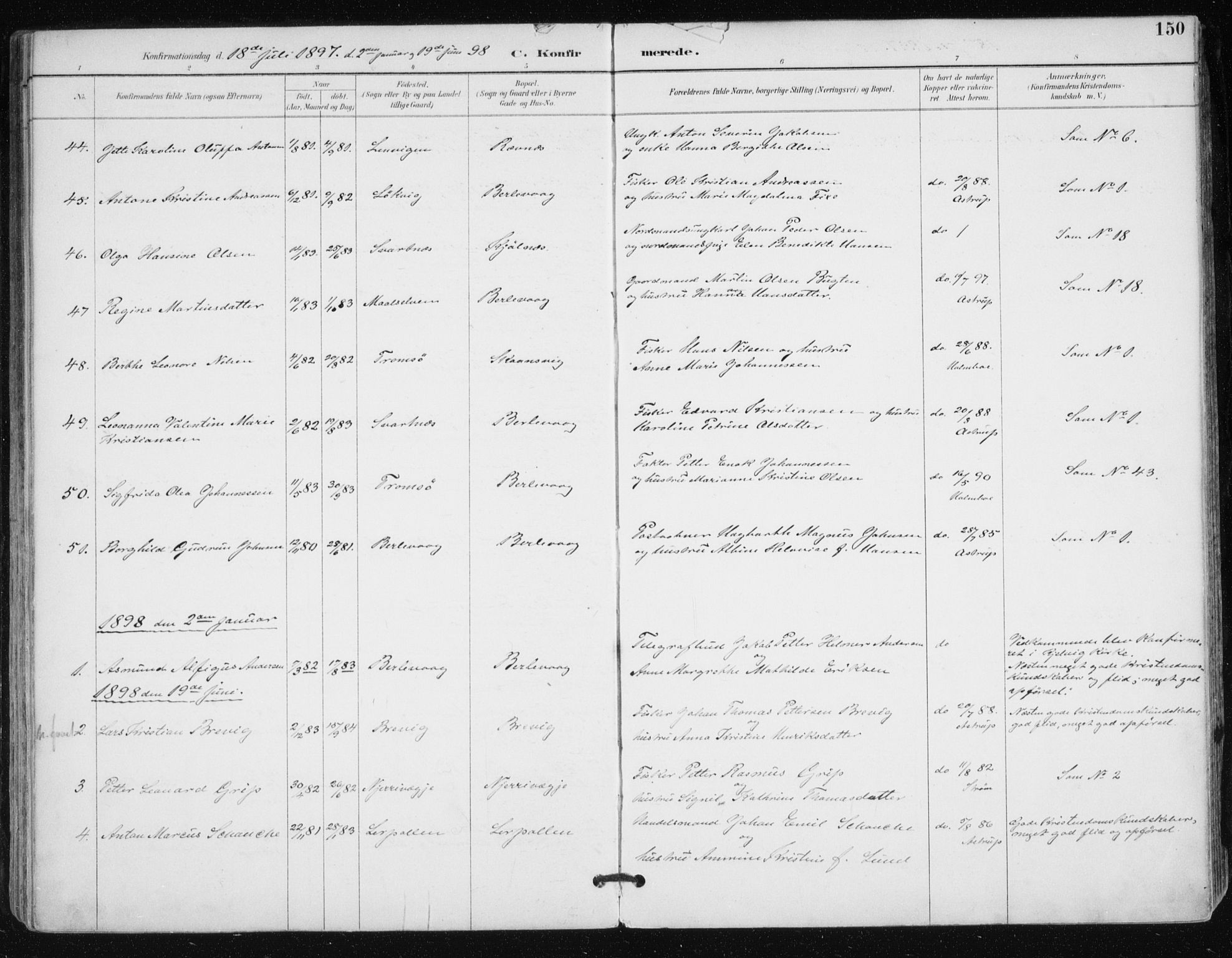 Tana sokneprestkontor, SATØ/S-1334/H/Ha/L0005kirke: Parish register (official) no. 5, 1891-1903, p. 150