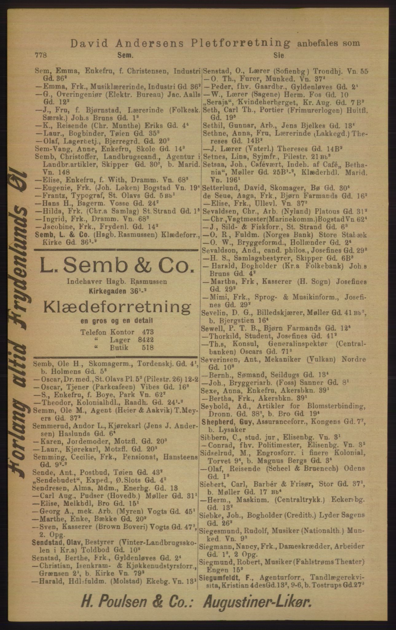 Kristiania/Oslo adressebok, PUBL/-, 1906, p. 778