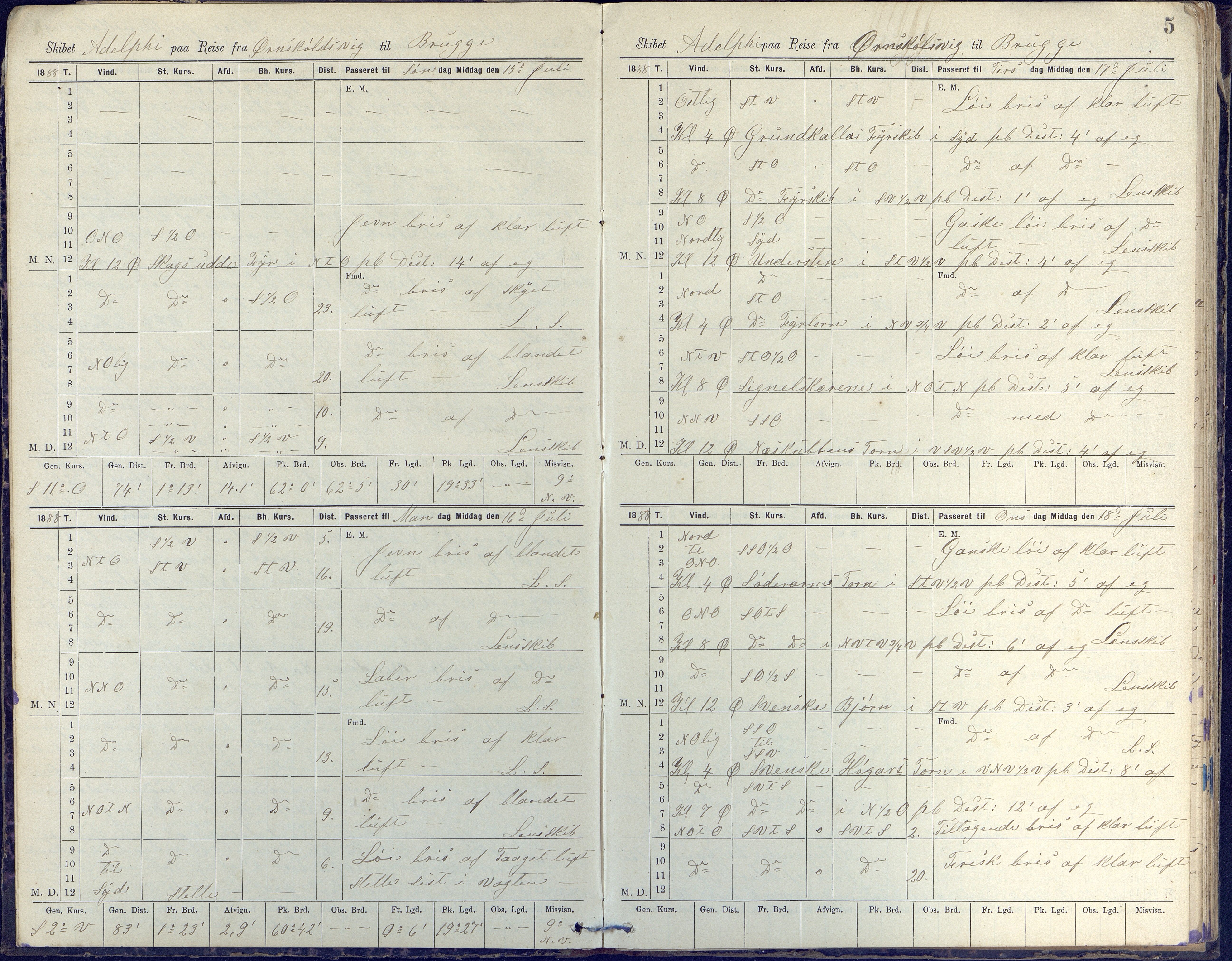 Fartøysarkivet, AAKS/PA-1934/F/L0002/0020: Flere fartøy (se mappenivå) / Adolphi (skonnert), 1888-1891, p. 5