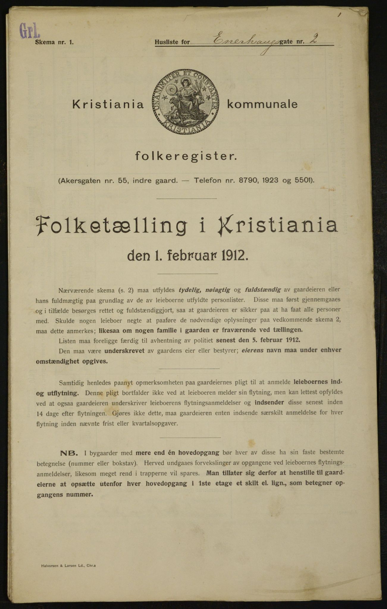 OBA, Municipal Census 1912 for Kristiania, 1912, p. 21451