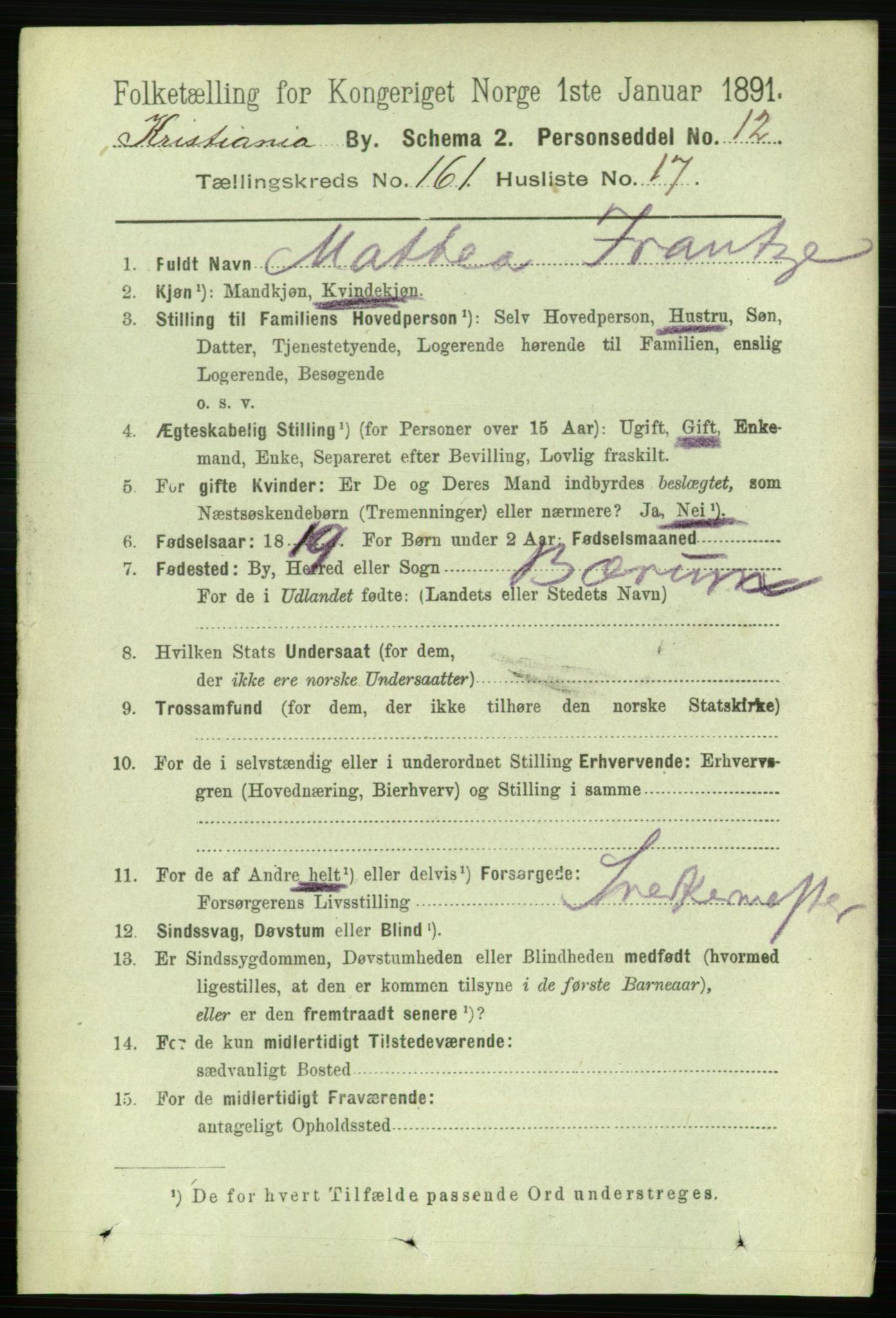 RA, 1891 census for 0301 Kristiania, 1891, p. 91913