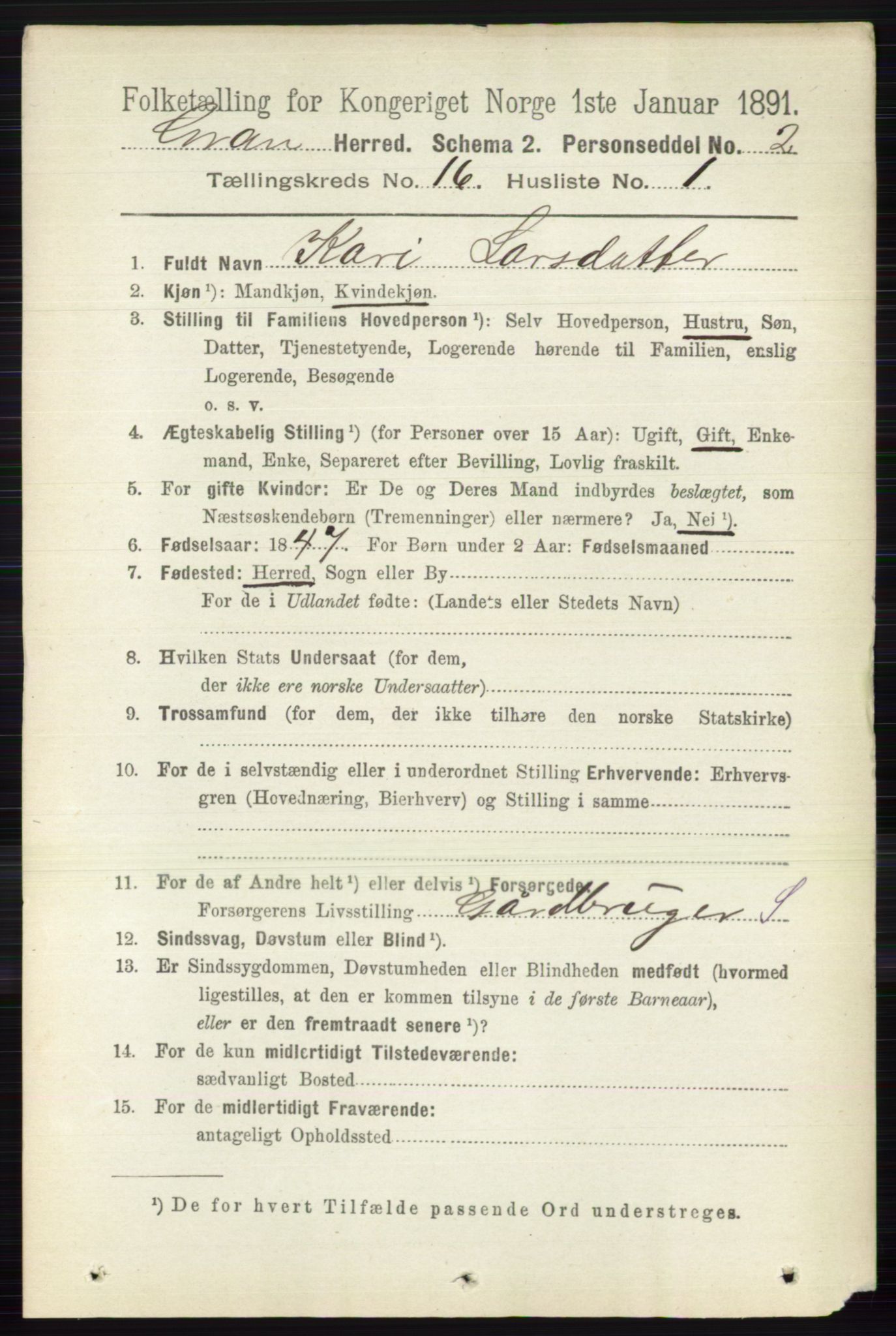 RA, 1891 census for 0534 Gran, 1891, p. 8105