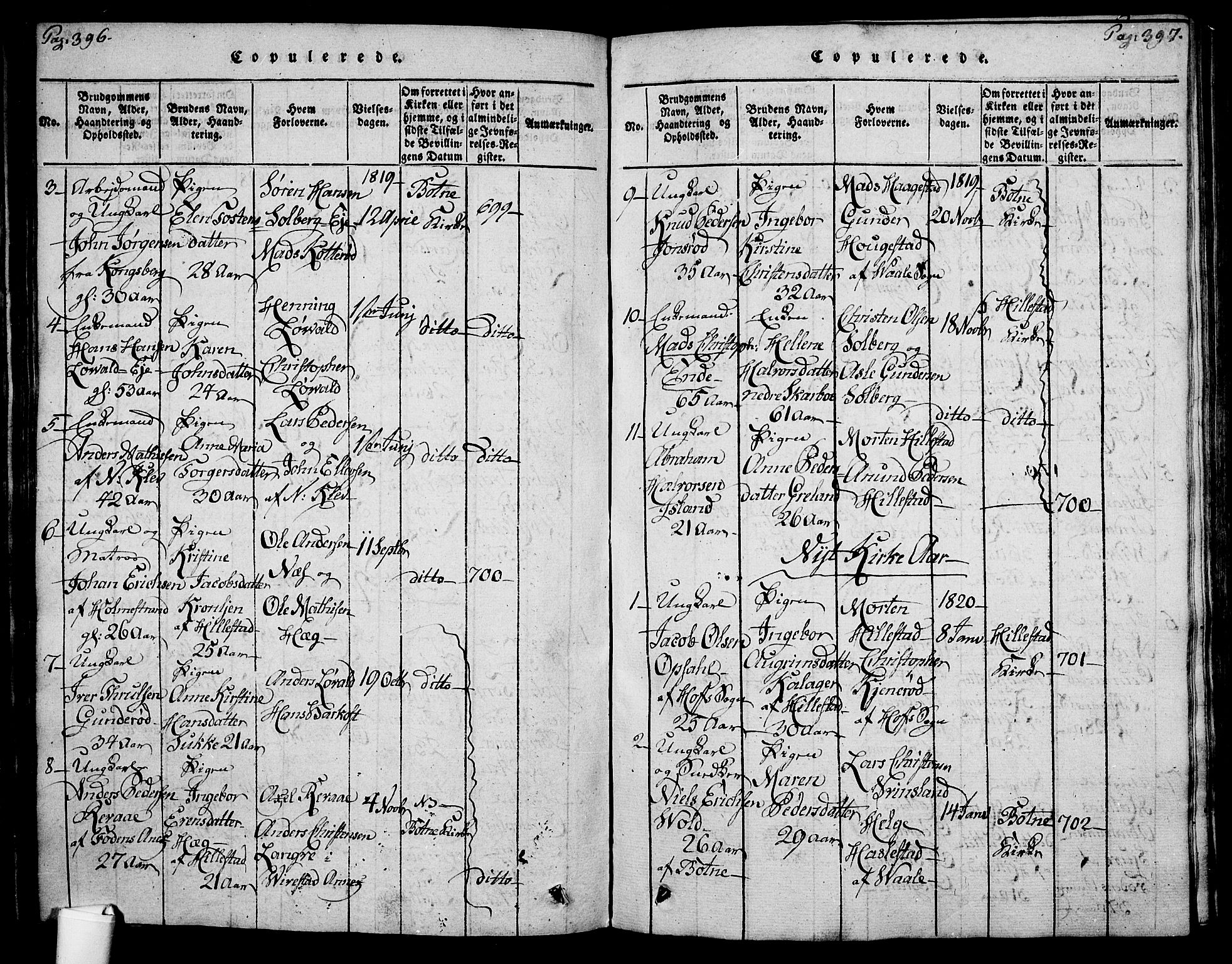 Botne kirkebøker, SAKO/A-340/F/Fa/L0005: Parish register (official) no. I 5, 1814-1836, p. 396-397