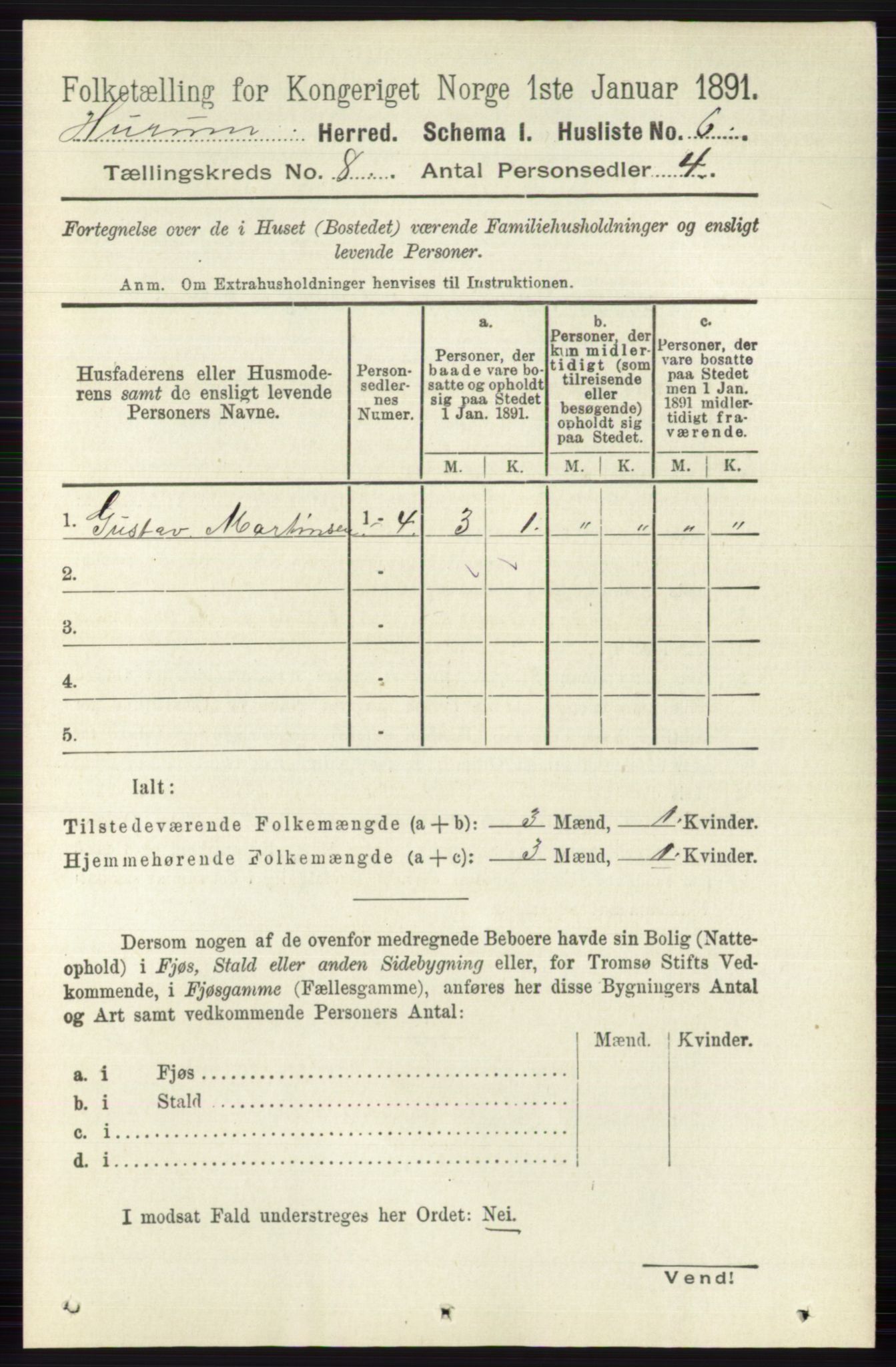 RA, 1891 census for 0628 Hurum, 1891, p. 2648