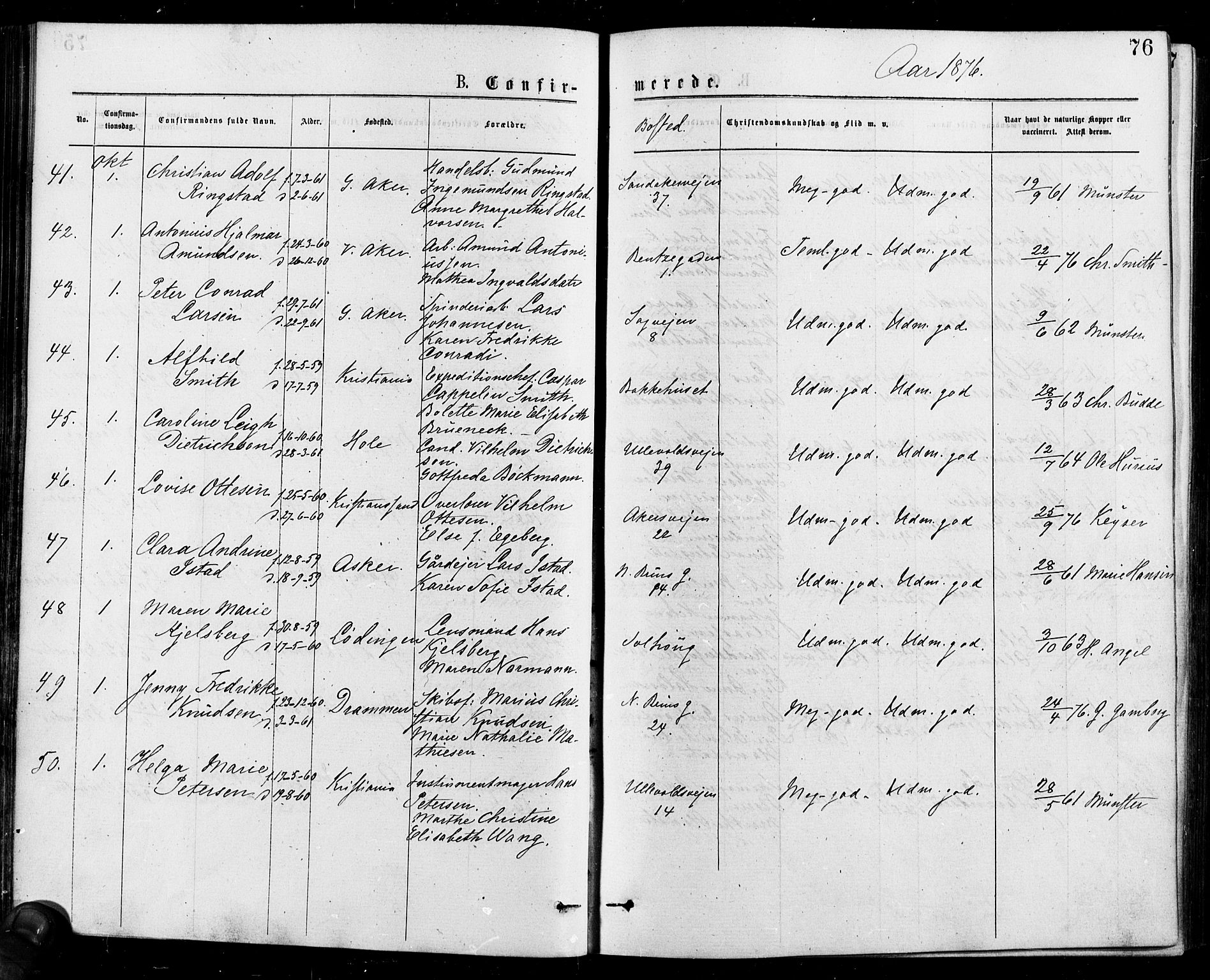 Gamle Aker prestekontor Kirkebøker, AV/SAO-A-10617a/F/L0005: Parish register (official) no. 5, 1873-1881, p. 76