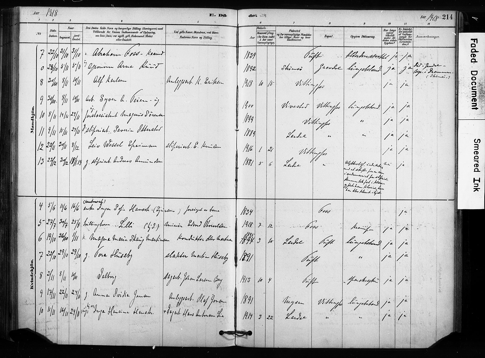 Sandsvær kirkebøker, AV/SAKO-A-244/F/Fc/L0001: Parish register (official) no. III 1, 1878-1923, p. 214