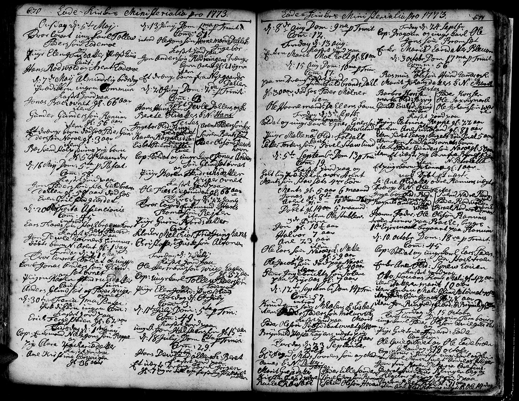 Ministerialprotokoller, klokkerbøker og fødselsregistre - Sør-Trøndelag, SAT/A-1456/606/L0275: Parish register (official) no. 606A01 /1, 1727-1780, p. 670-671