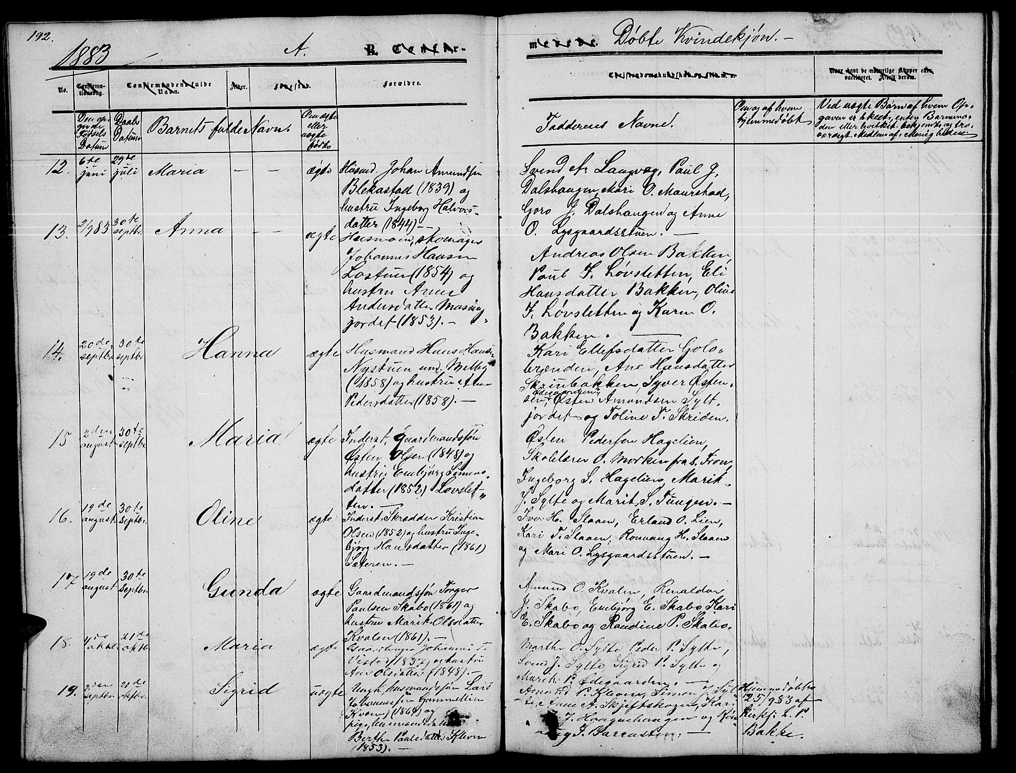 Nord-Fron prestekontor, AV/SAH-PREST-080/H/Ha/Hab/L0002: Parish register (copy) no. 2, 1851-1883, p. 192