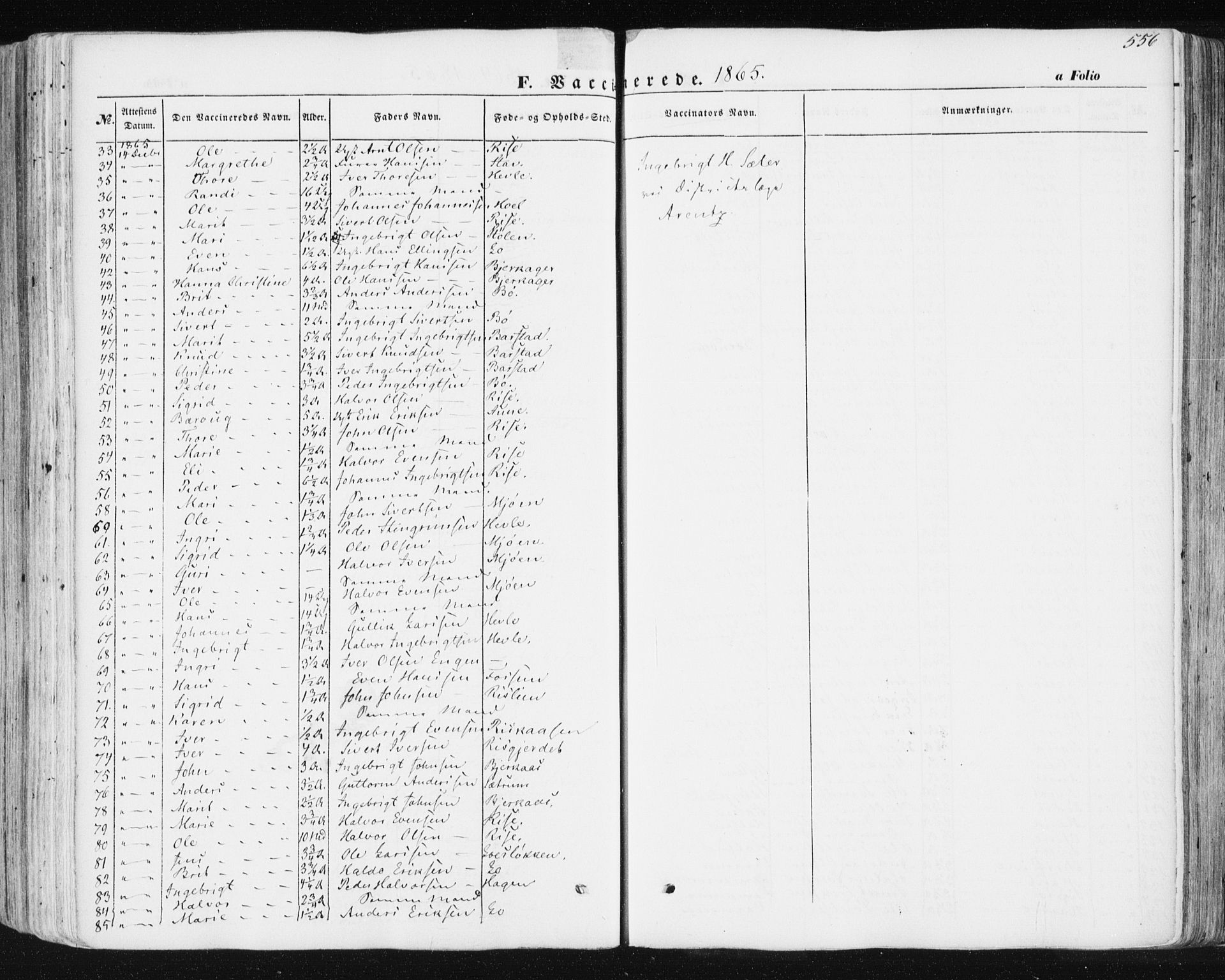 Ministerialprotokoller, klokkerbøker og fødselsregistre - Sør-Trøndelag, AV/SAT-A-1456/678/L0899: Parish register (official) no. 678A08, 1848-1872, p. 556