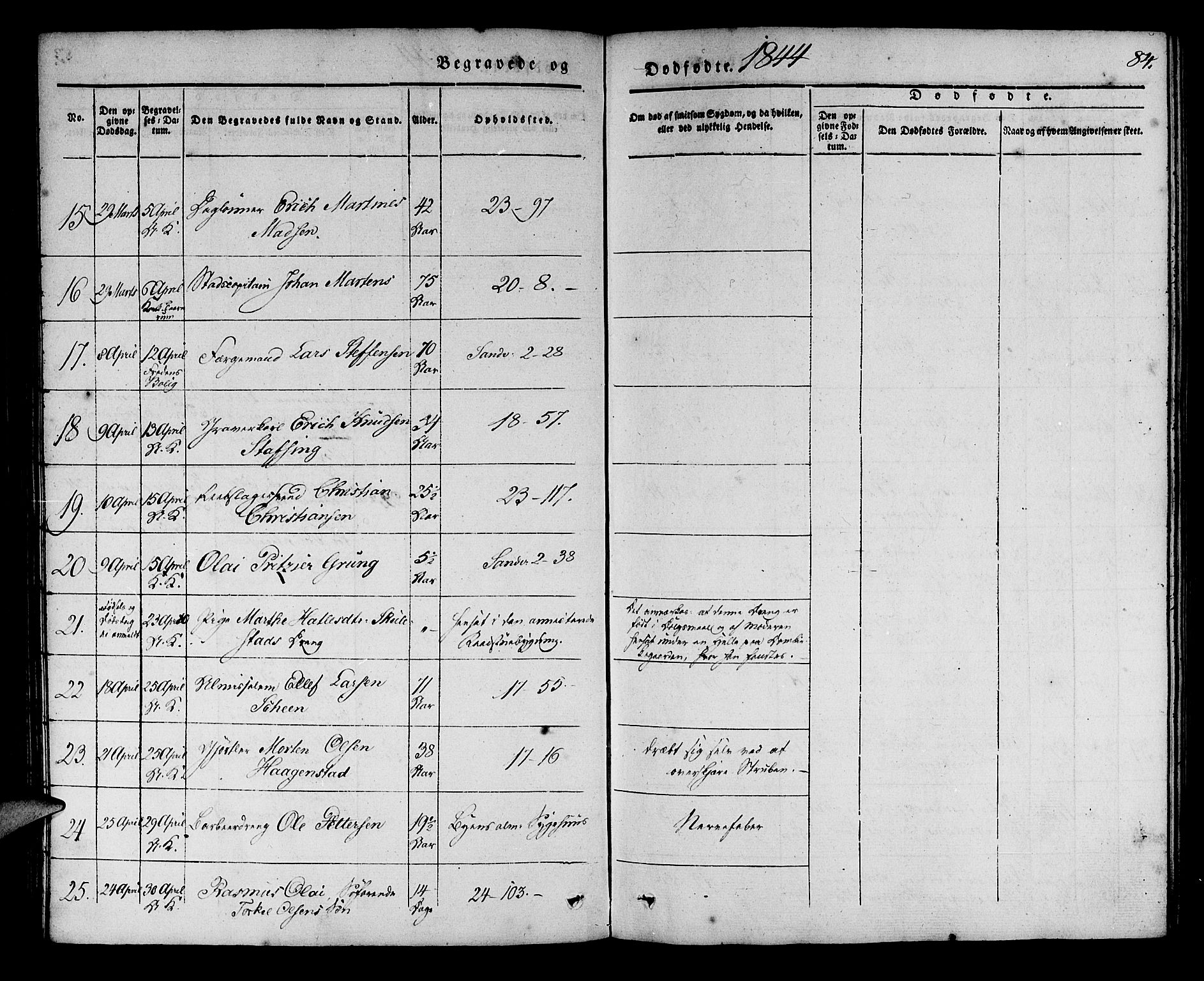 Korskirken sokneprestembete, AV/SAB-A-76101/H/Haa/L0043: Parish register (official) no. E 1, 1834-1848, p. 84