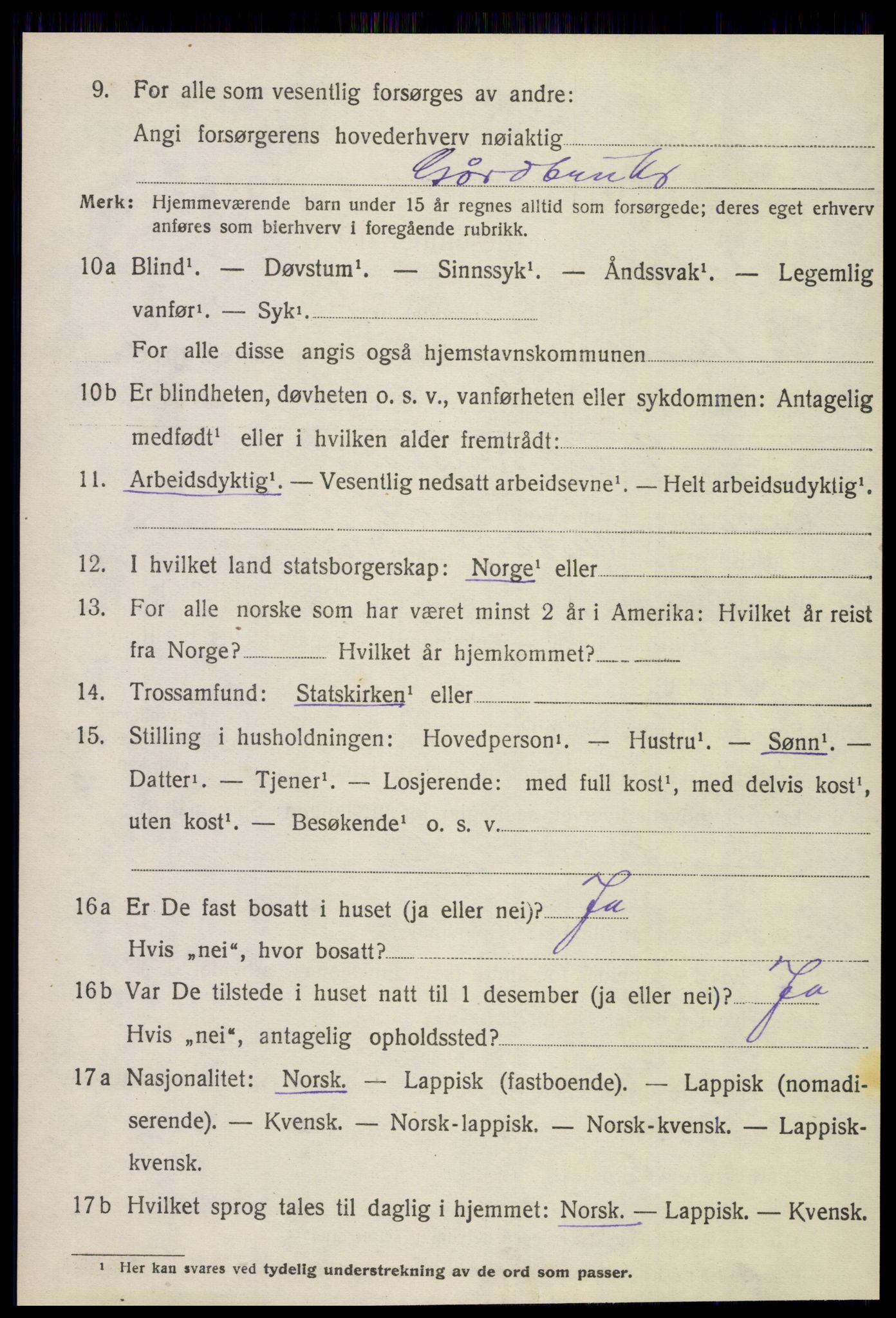 SAT, 1920 census for Gildeskål, 1920, p. 2689