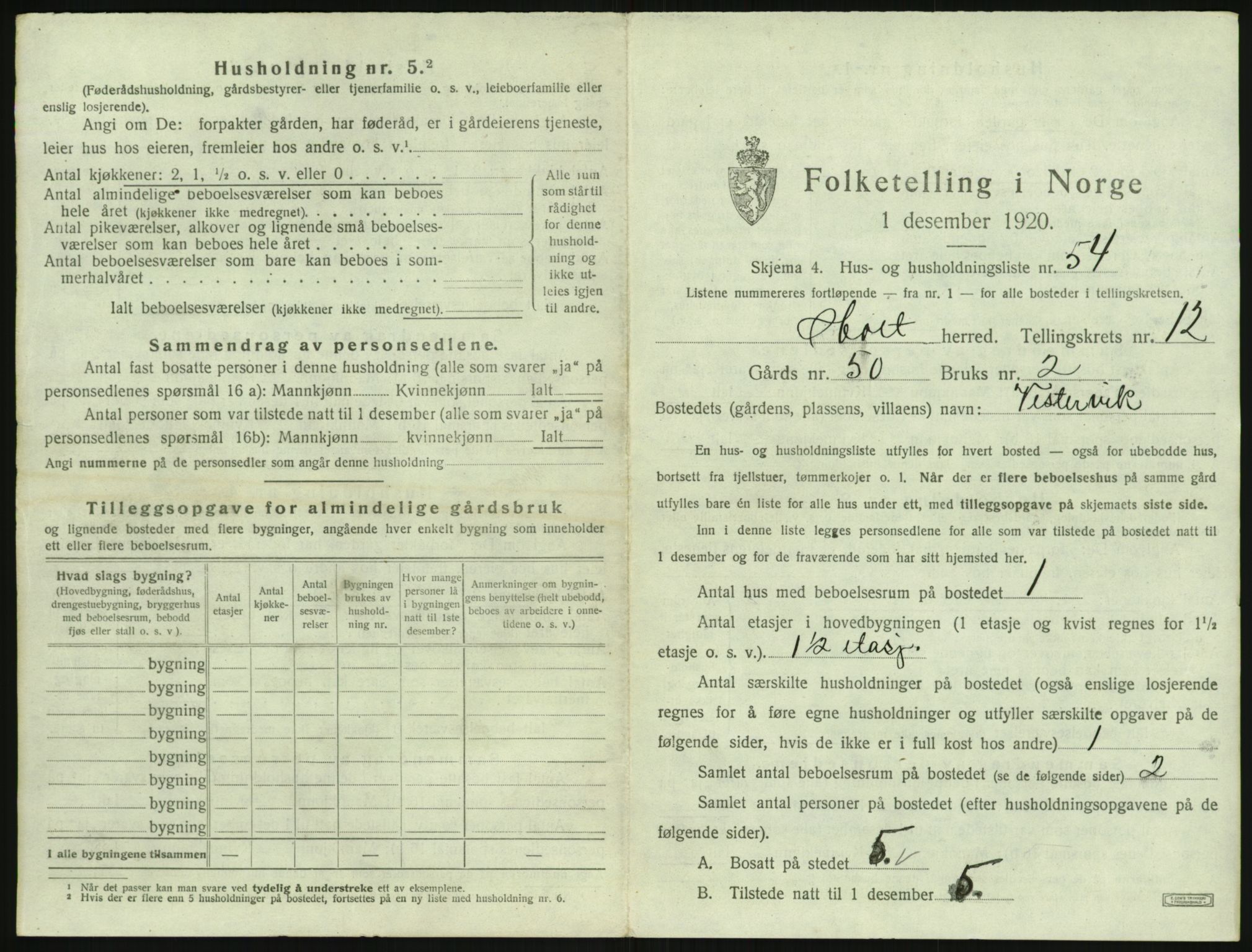 SAK, 1920 census for Holt, 1920, p. 1352