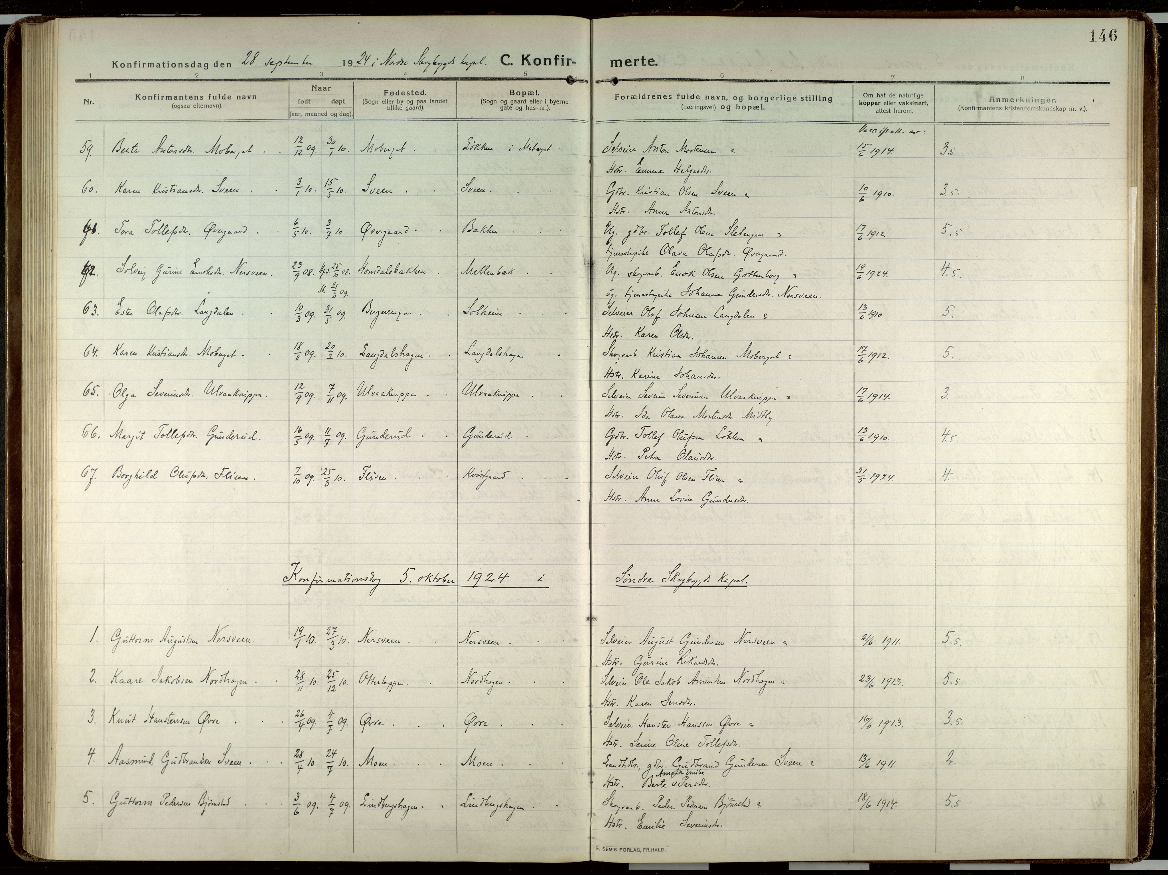 Elverum prestekontor, AV/SAH-PREST-044/H/Ha/Haa/L0023: Parish register (official) no. 23, 1914-1929, p. 146