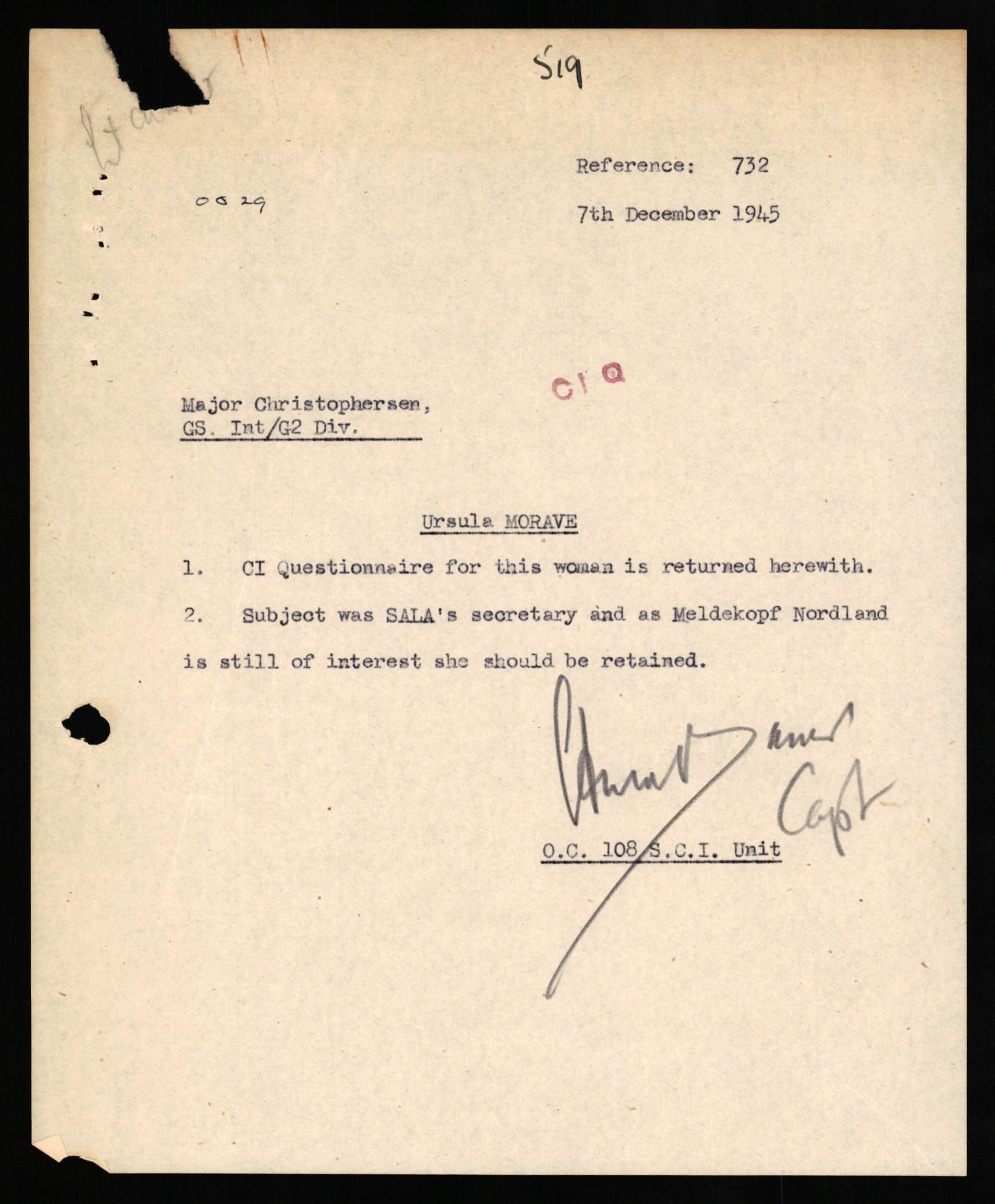 Forsvaret, Forsvarets overkommando II, RA/RAFA-3915/D/Db/L0022: CI Questionaires. Tyske okkupasjonsstyrker i Norge. Tyskere., 1945-1946, p. 213