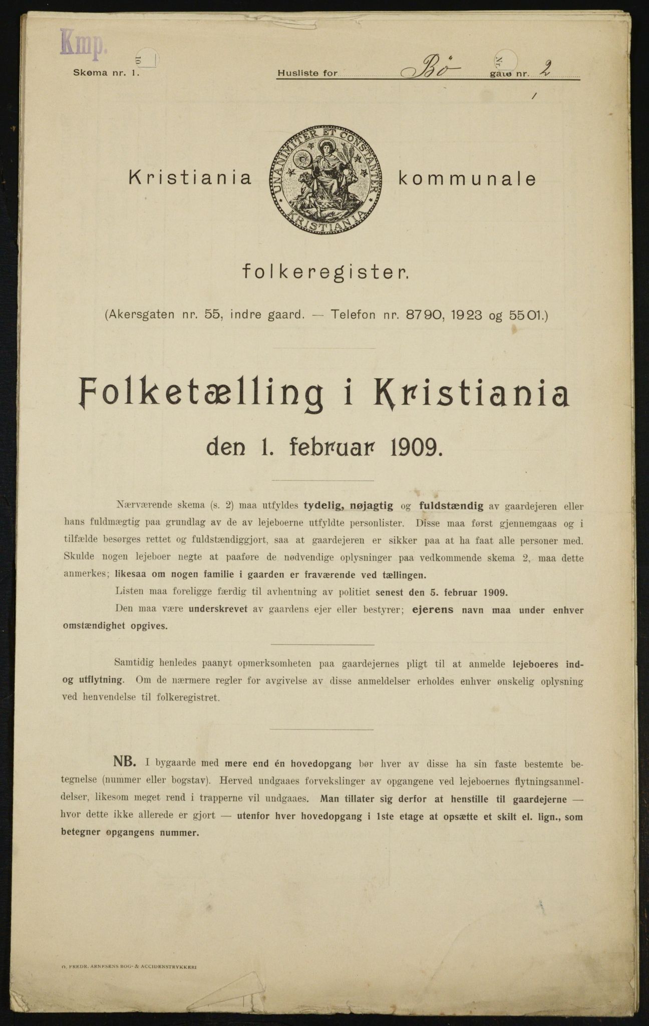 OBA, Municipal Census 1909 for Kristiania, 1909, p. 9995