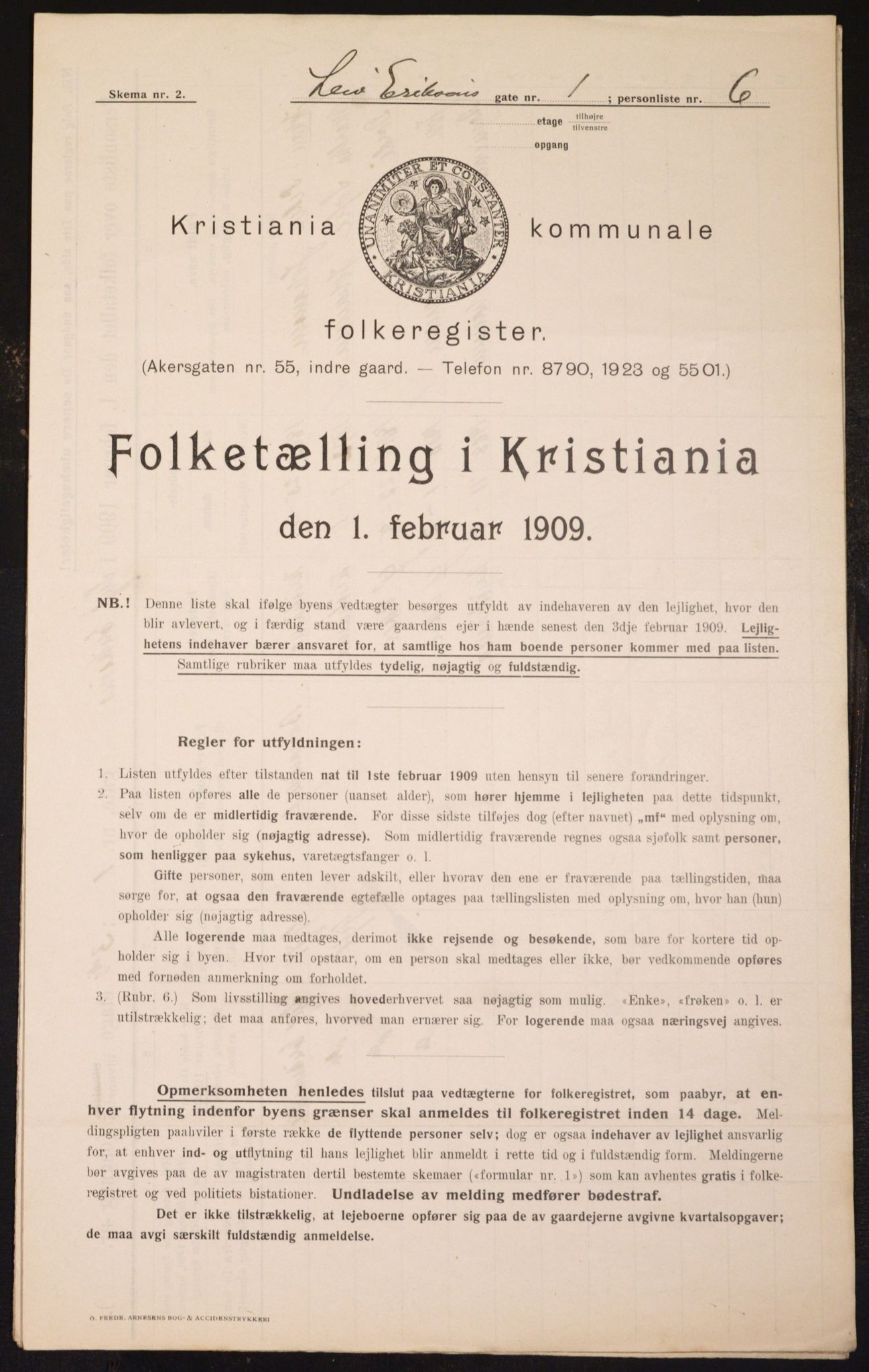 OBA, Municipal Census 1909 for Kristiania, 1909, p. 52406