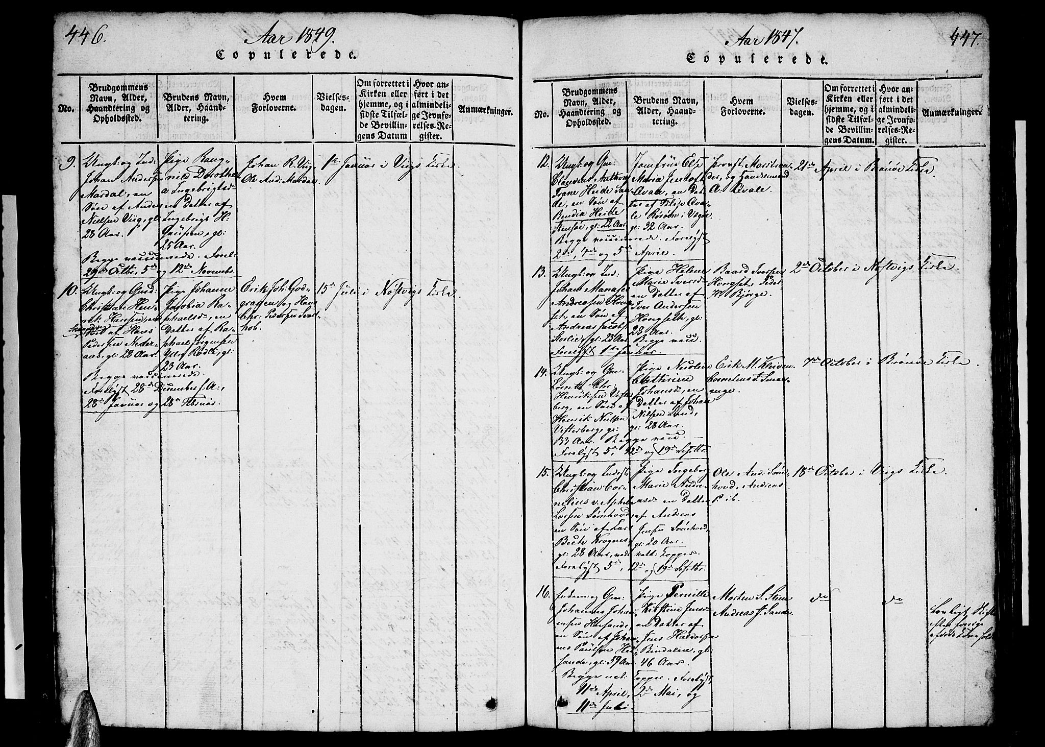 Ministerialprotokoller, klokkerbøker og fødselsregistre - Nordland, AV/SAT-A-1459/812/L0186: Parish register (copy) no. 812C04, 1820-1849, p. 446-447