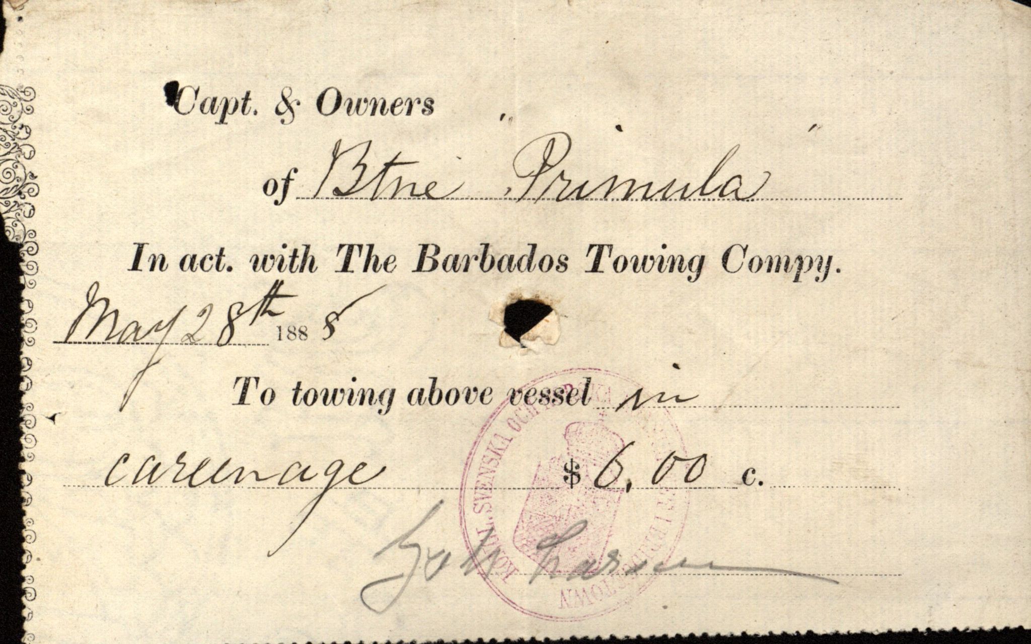 Pa 63 - Østlandske skibsassuranceforening, VEMU/A-1079/G/Ga/L0021/0003: Havaridokumenter / Inga av Drammen, Inga av Sandefjord, Primula, 1888-1889, p. 159