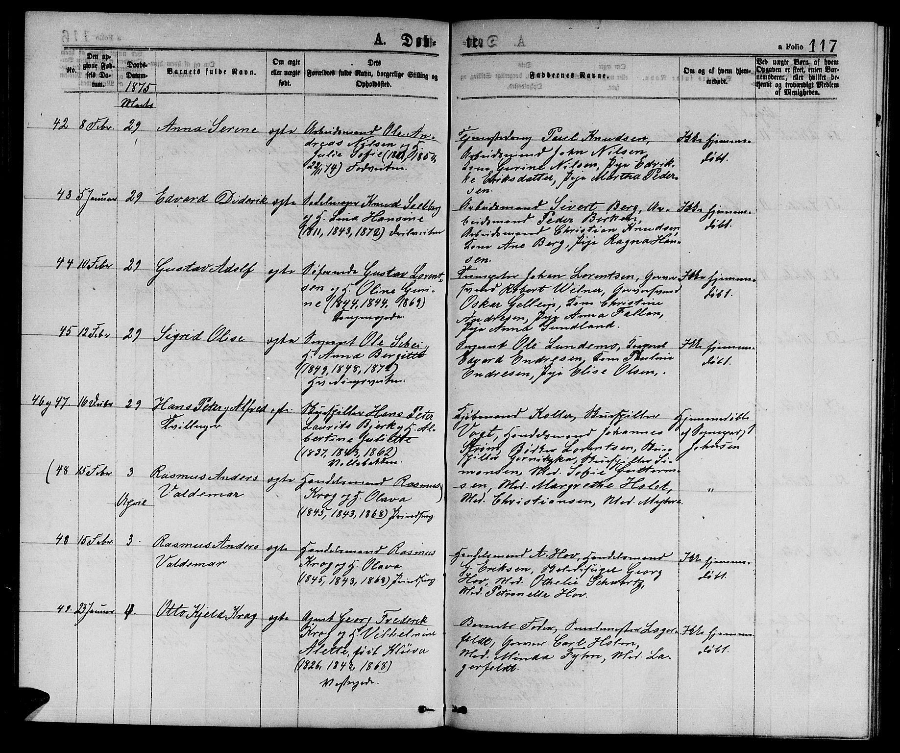 Ministerialprotokoller, klokkerbøker og fødselsregistre - Sør-Trøndelag, AV/SAT-A-1456/601/L0088: Parish register (copy) no. 601C06, 1870-1878, p. 117