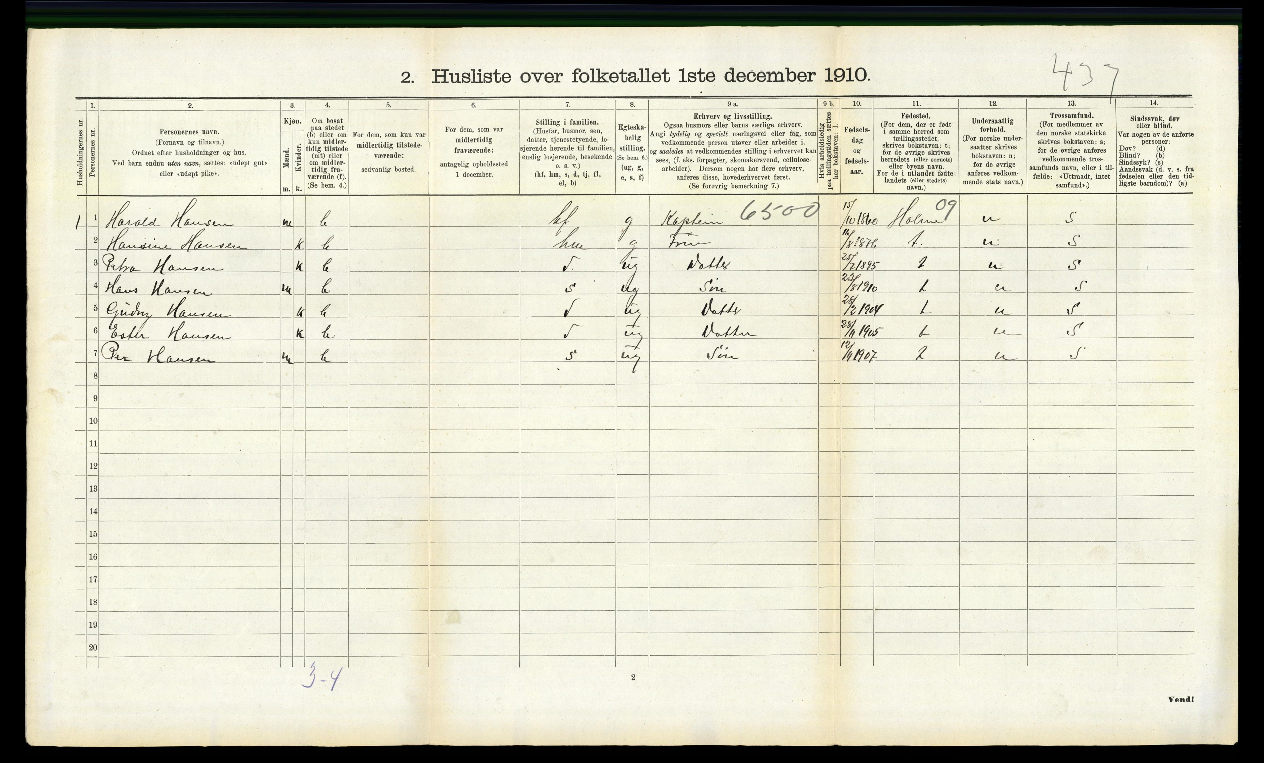 RA, 1910 census for Halse og Harkmark, 1910, p. 753