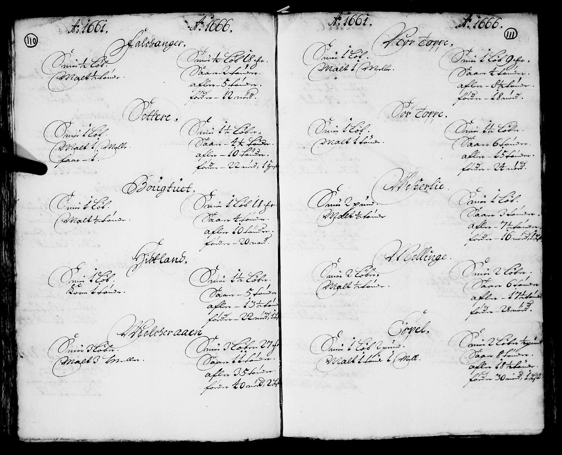 Rentekammeret inntil 1814, Realistisk ordnet avdeling, AV/RA-EA-4070/N/Nb/Nba/L0040: Nordhordland fogderi, 1661-1667, p. 110-111