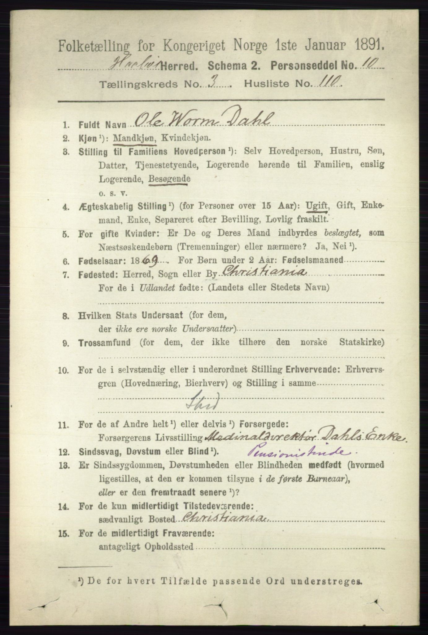 RA, 1891 census for 0138 Hobøl, 1891, p. 2279