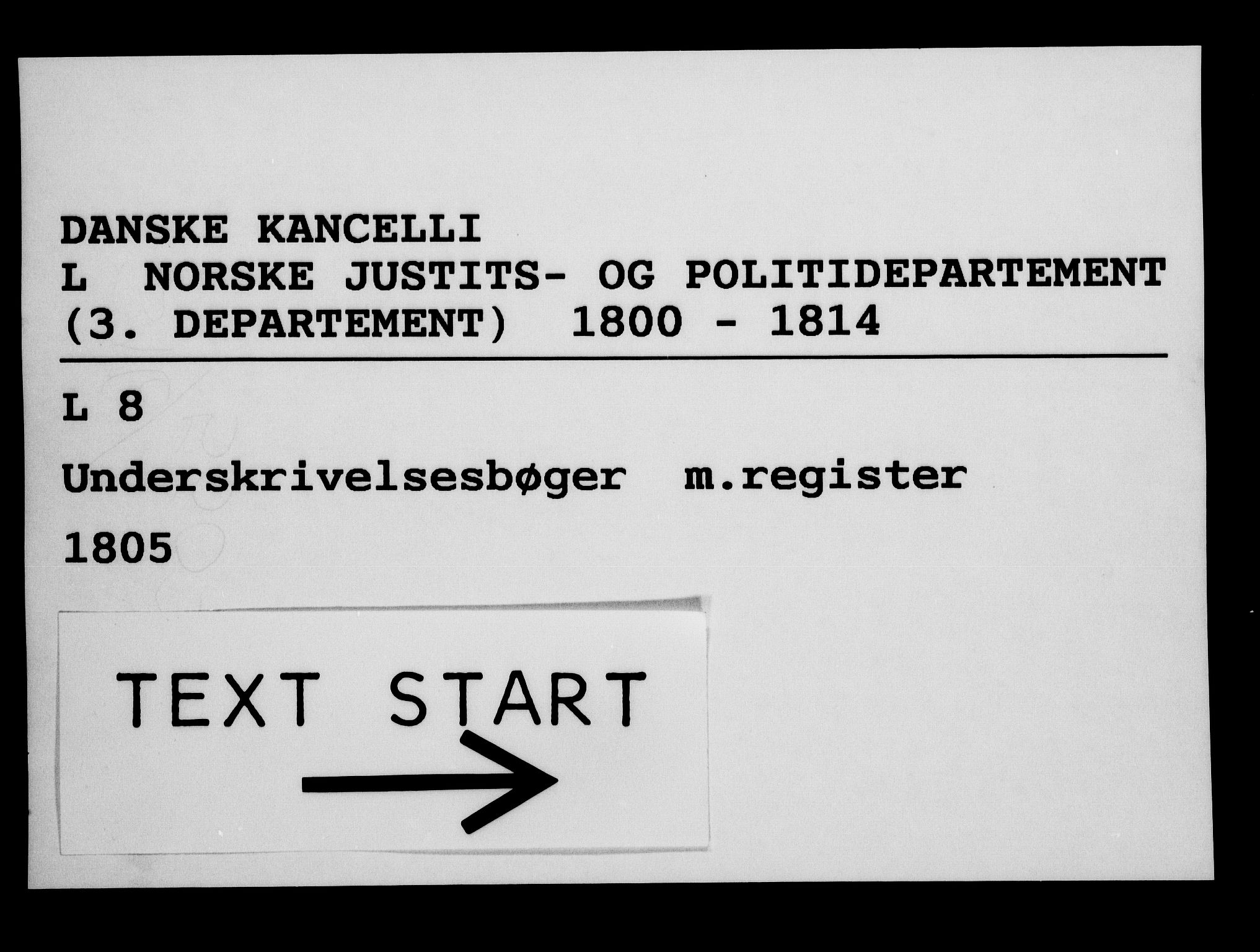 Danske Kanselli 1800-1814, RA/EA-3024/H/Hf/Hfb/Hfbc/L0006: Underskrivelsesbok m. register, 1805