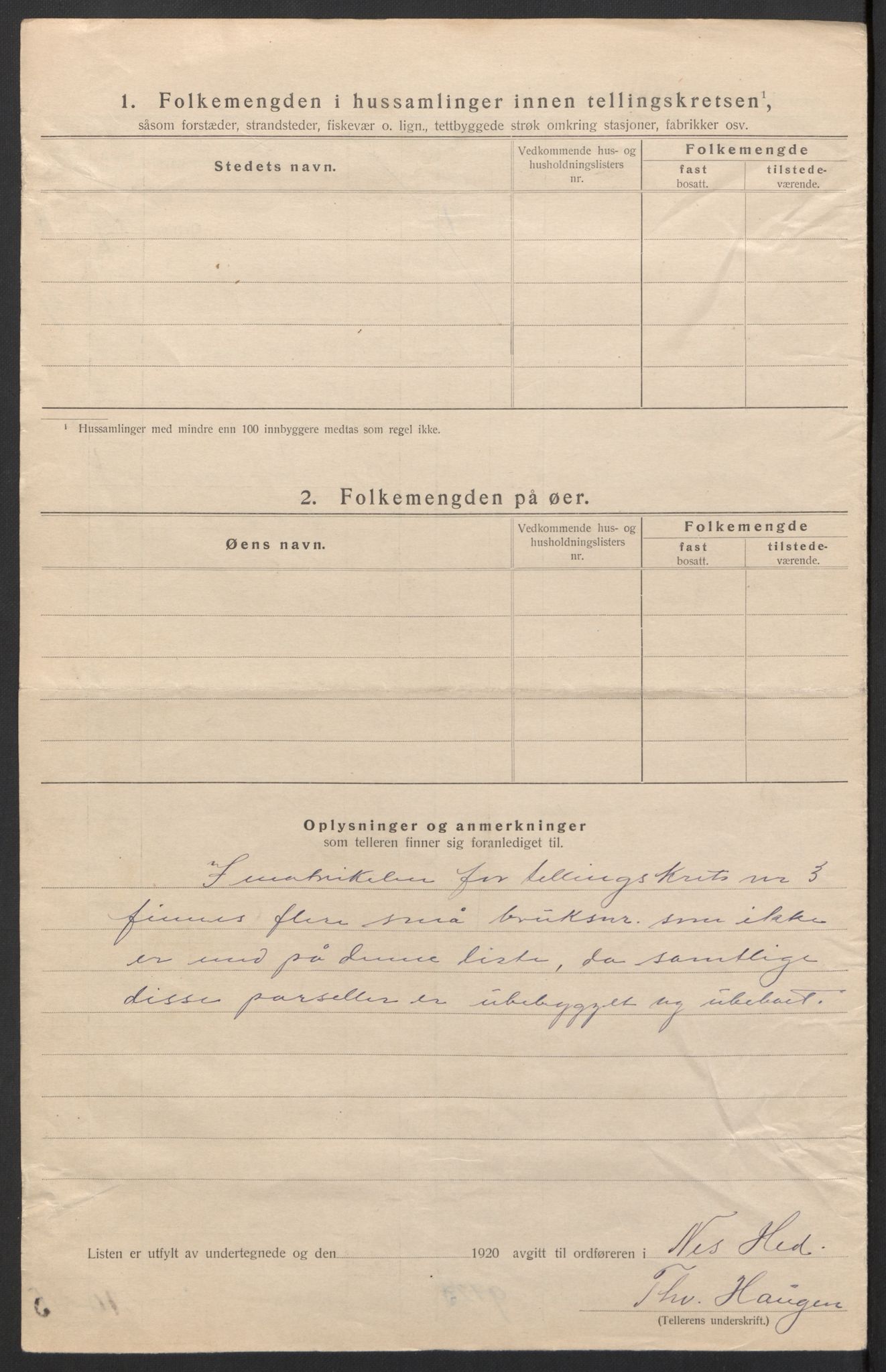 SAH, 1920 census for Nes (Hedmark), 1920, p. 20