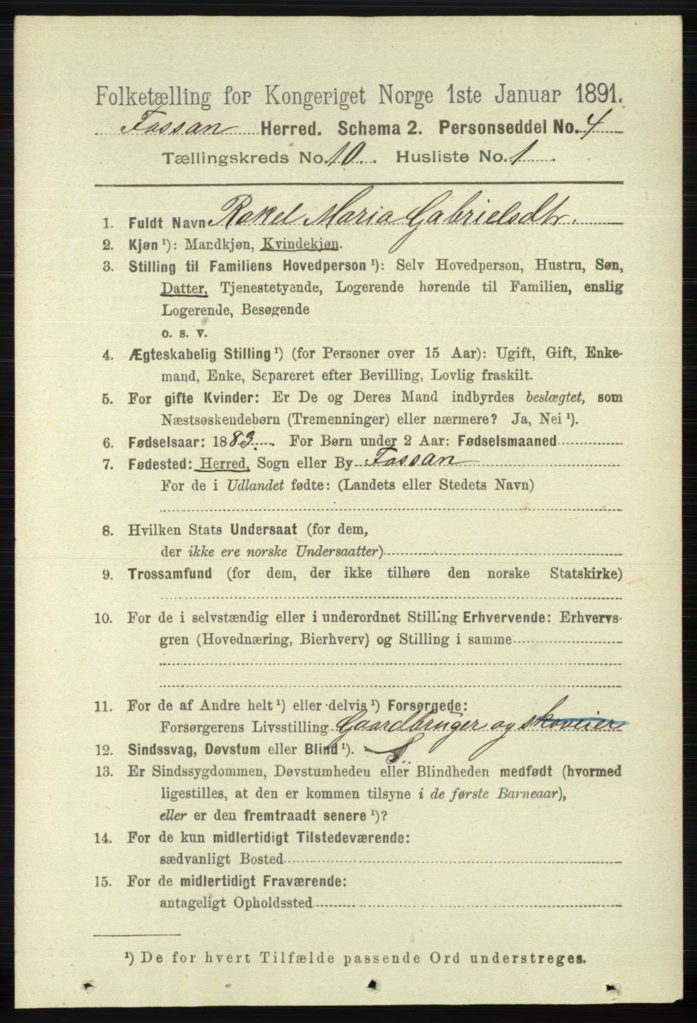 RA, 1891 census for 1129 Forsand, 1891, p. 1665