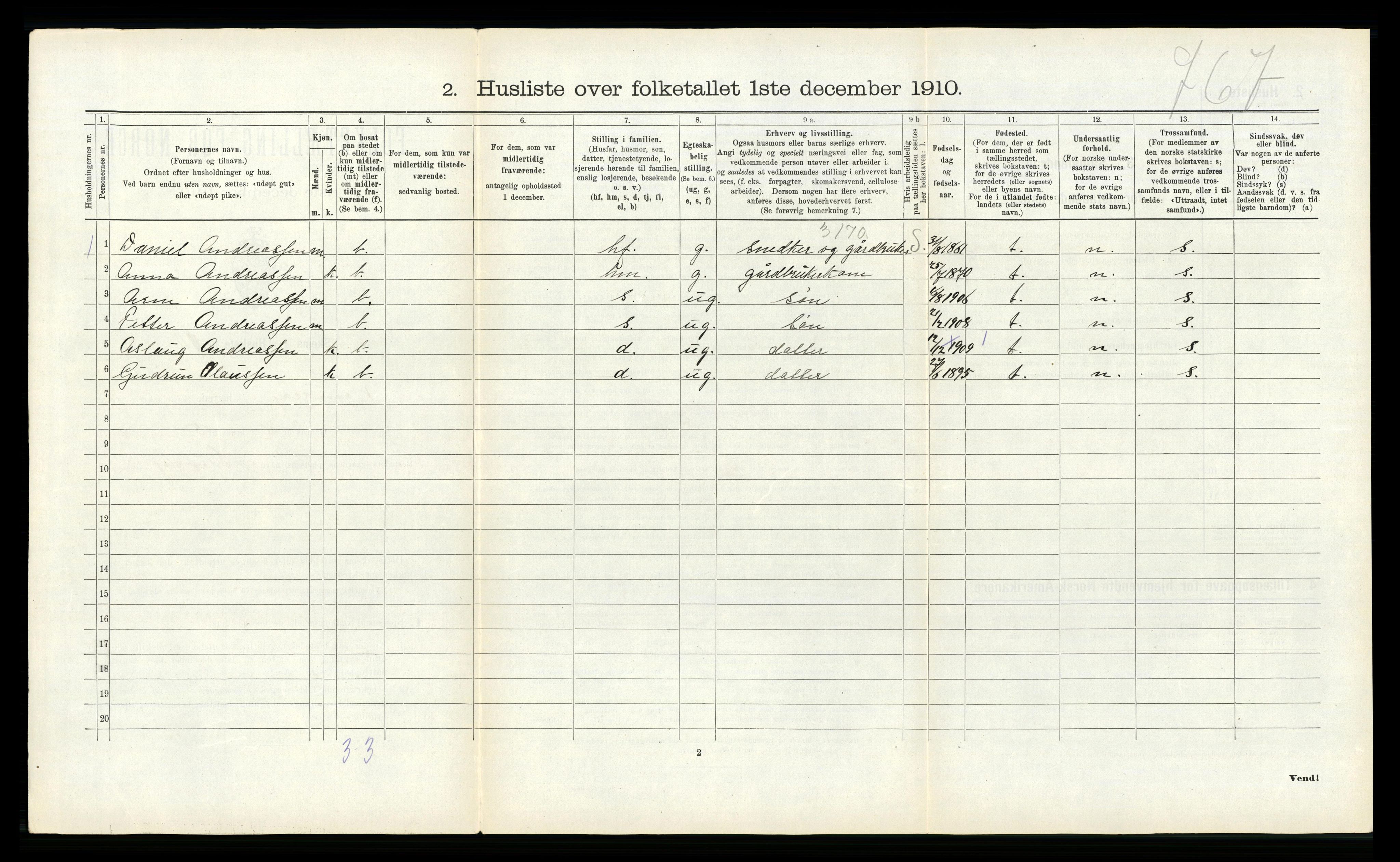 RA, 1910 census for Hamarøy, 1910, p. 105