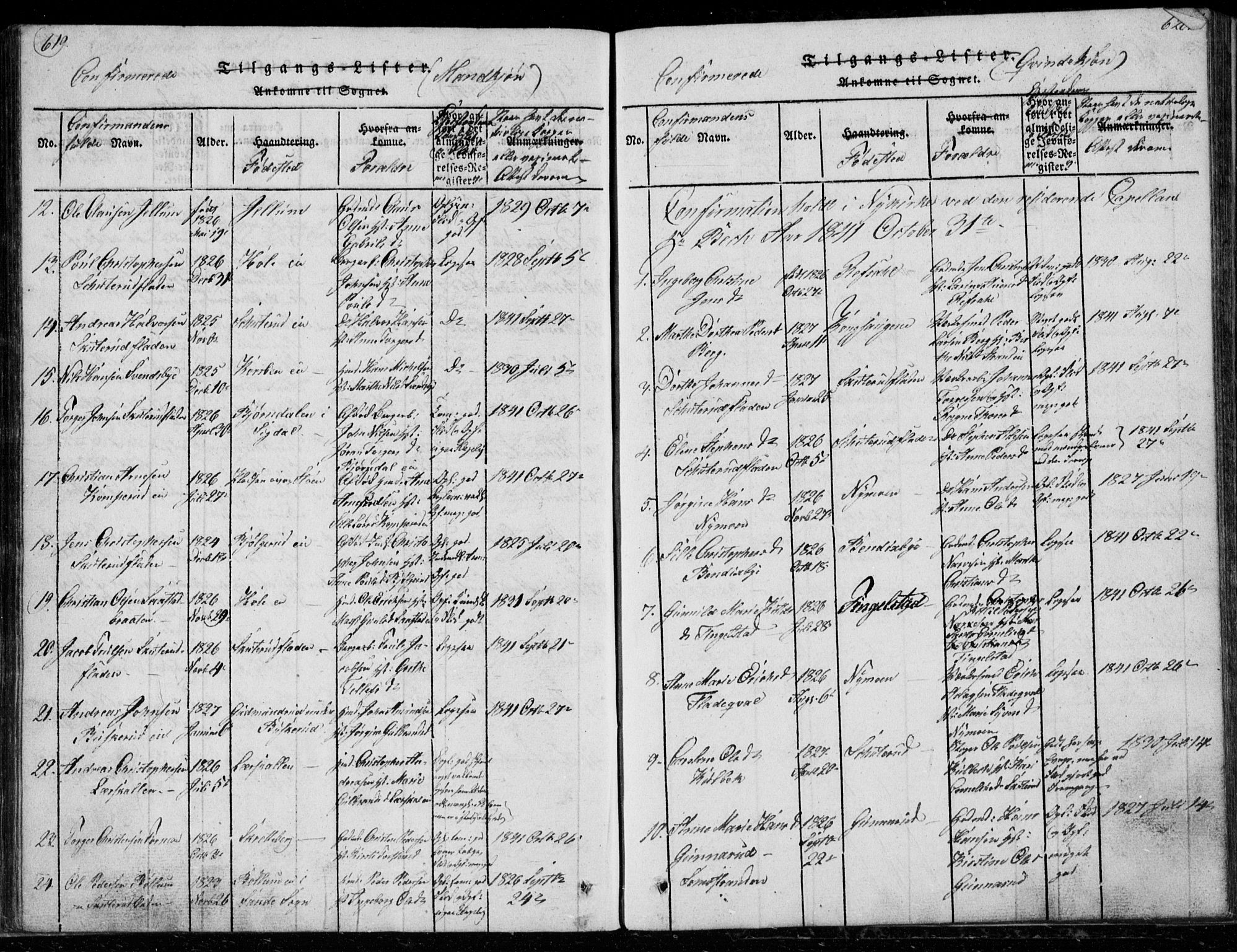 Modum kirkebøker, AV/SAKO-A-234/G/Ga/L0003: Parish register (copy) no. I 3, 1832-1842, p. 619-620