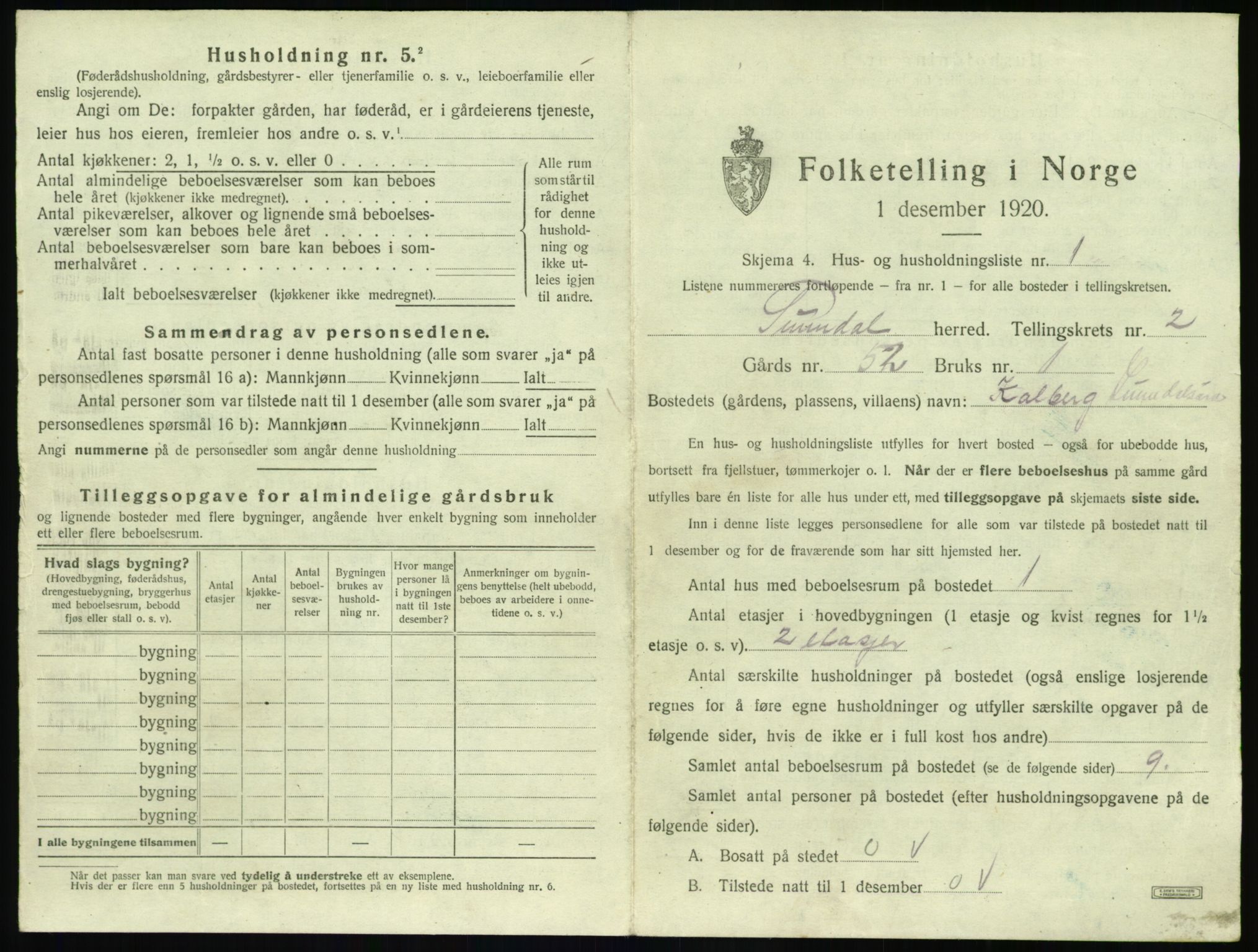 SAT, 1920 census for Sunndal, 1920, p. 126