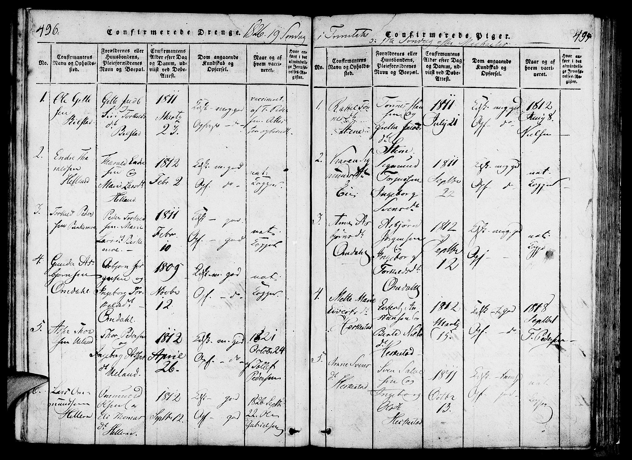 Lund sokneprestkontor, AV/SAST-A-101809/S06/L0006: Parish register (official) no. A 6, 1816-1839, p. 496-497