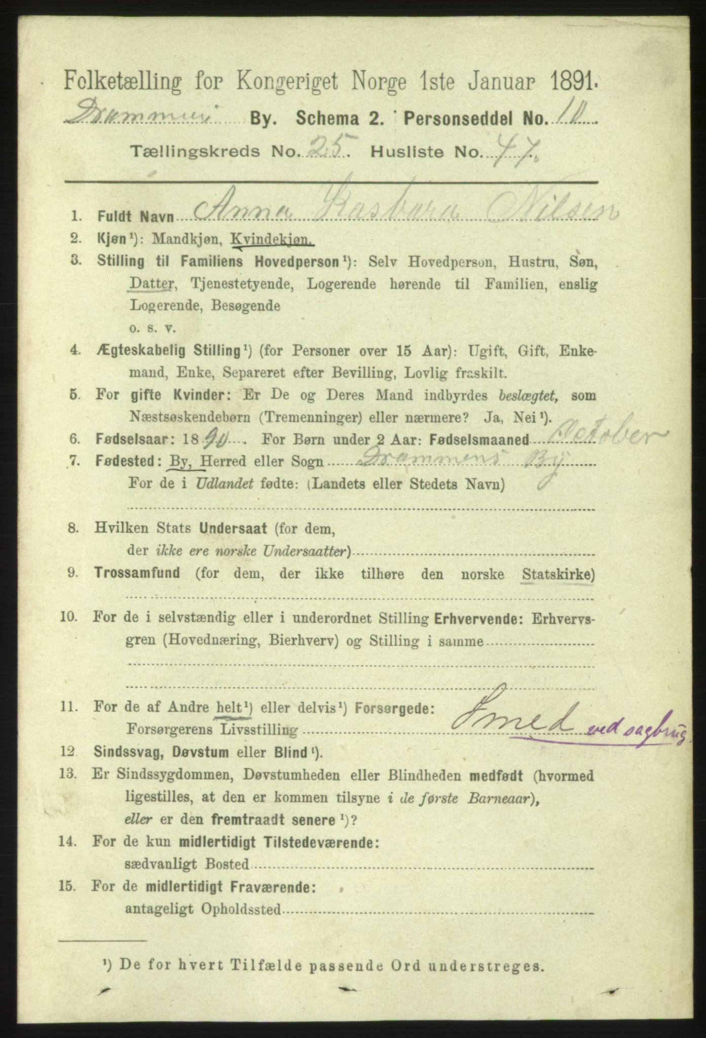 RA, 1891 census for 0602 Drammen, 1891, p. 15782