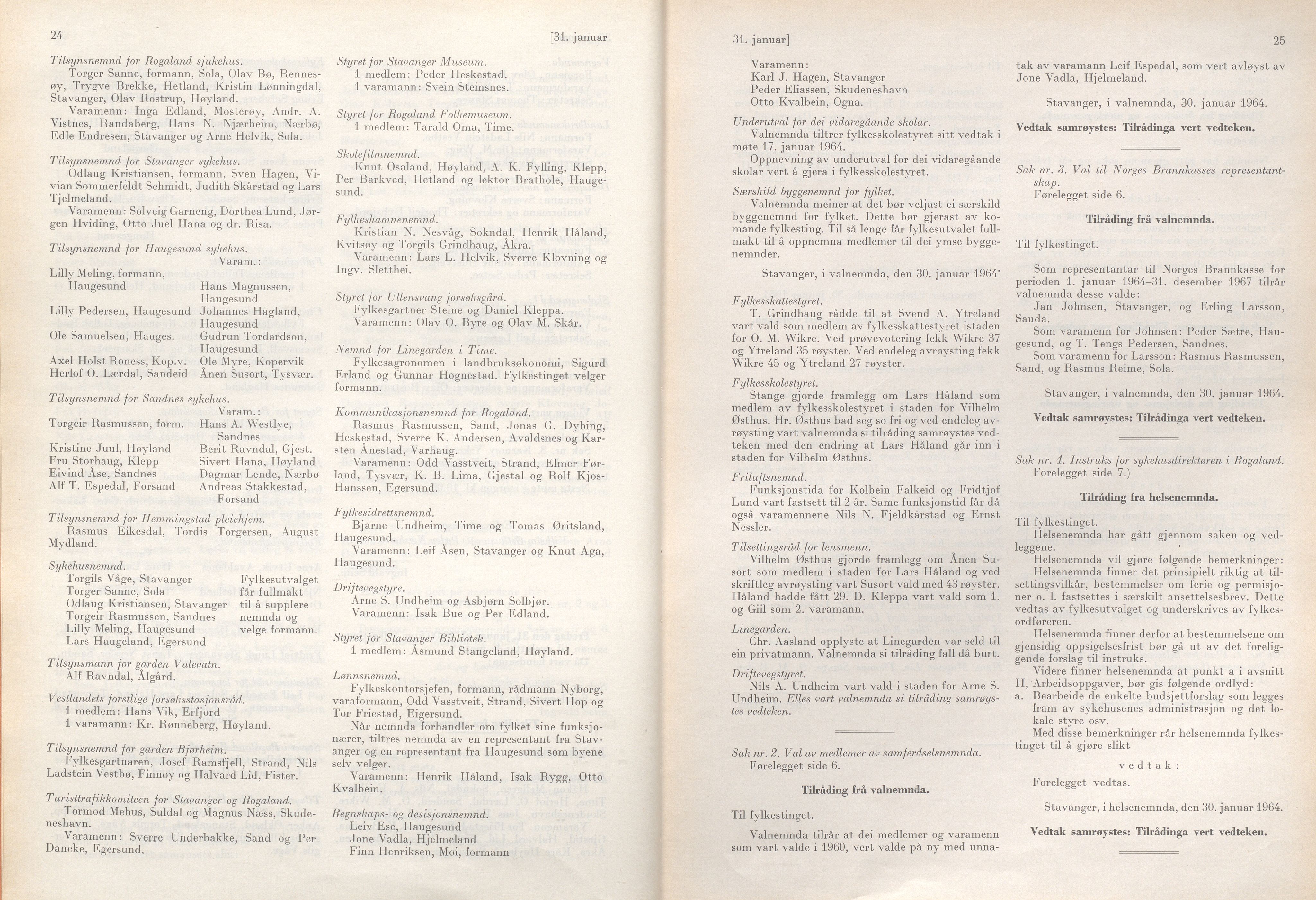 Rogaland fylkeskommune - Fylkesrådmannen , IKAR/A-900/A/Aa/Aaa/L0084: Møtebok , 1964, p. 24-25