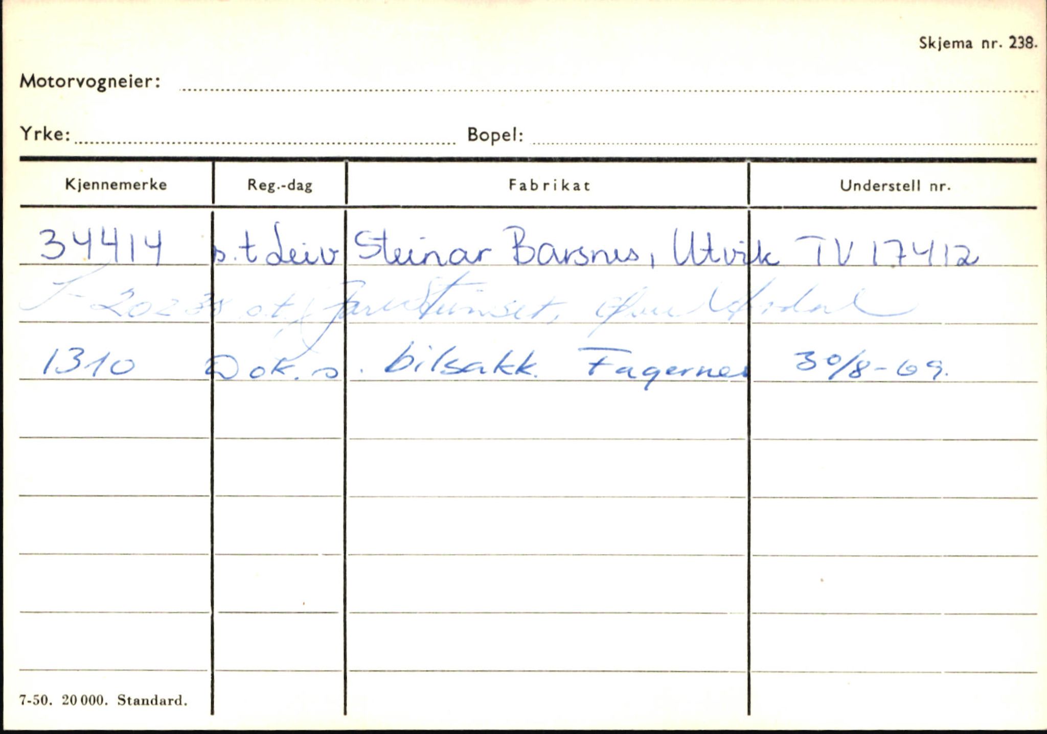 Statens vegvesen, Sogn og Fjordane vegkontor, AV/SAB-A-5301/4/F/L0145: Registerkort Vågsøy S-Å. Årdal I-P, 1945-1975, p. 2335