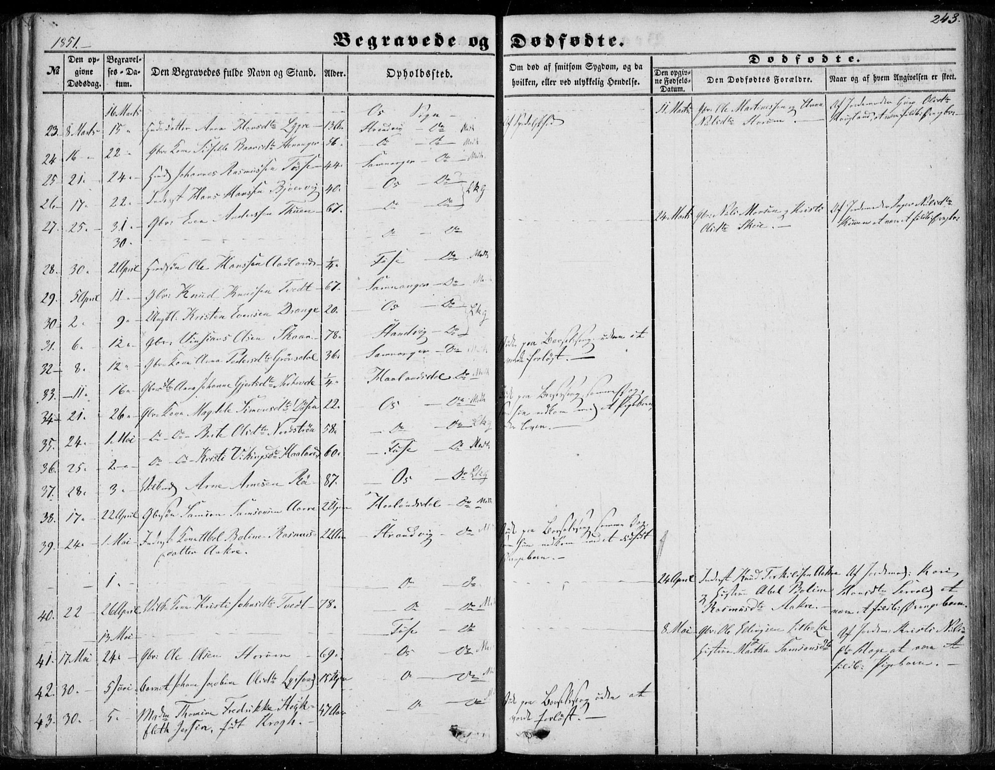 Os sokneprestembete, SAB/A-99929: Parish register (official) no. A 16, 1851-1859, p. 243