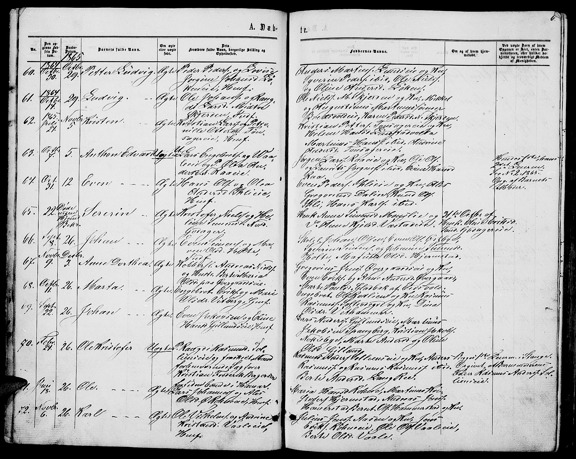 Stange prestekontor, AV/SAH-PREST-002/L/L0006: Parish register (copy) no. 6, 1864-1882, p. 6