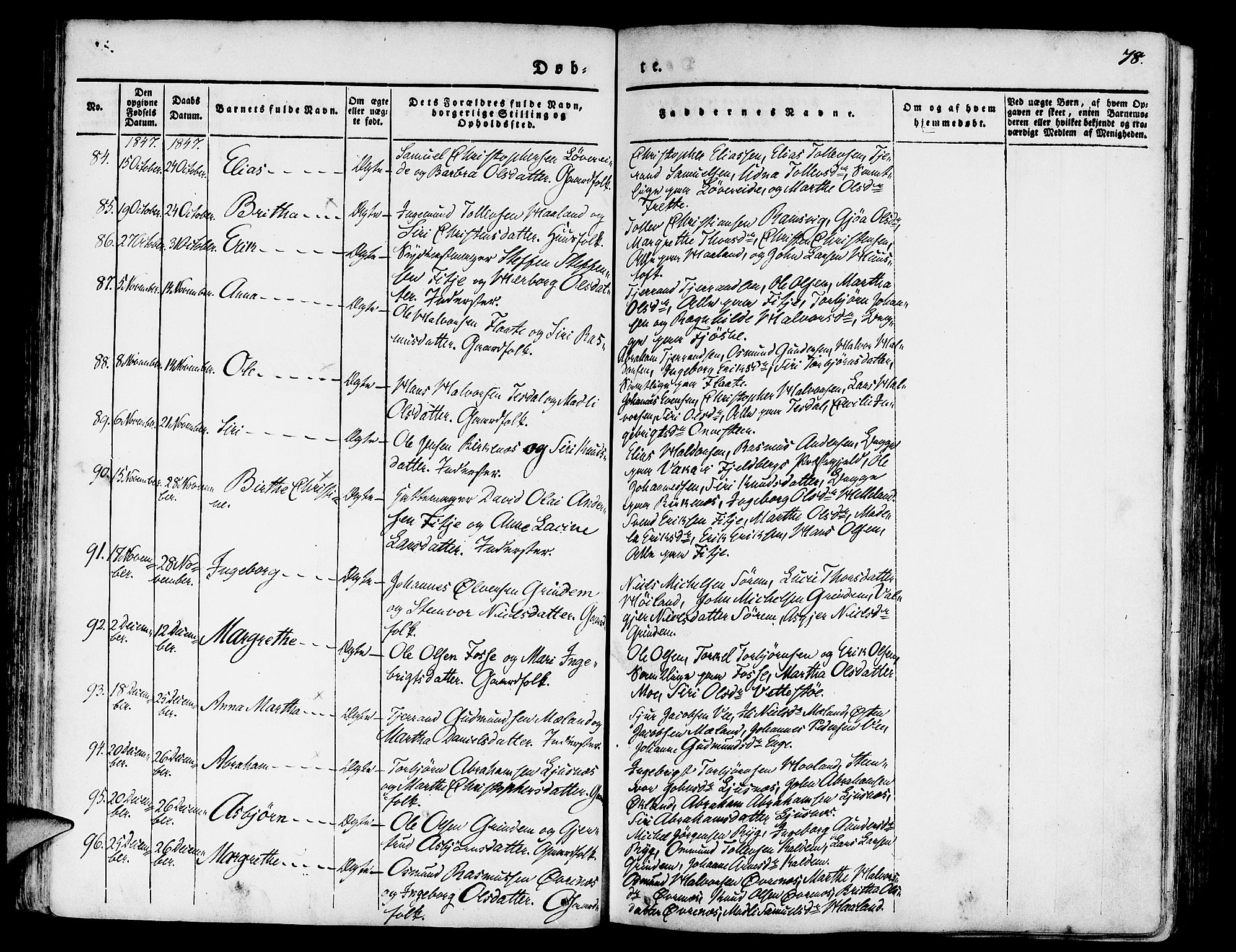 Etne sokneprestembete, AV/SAB-A-75001/H/Haa: Parish register (official) no. A 7, 1831-1847, p. 78